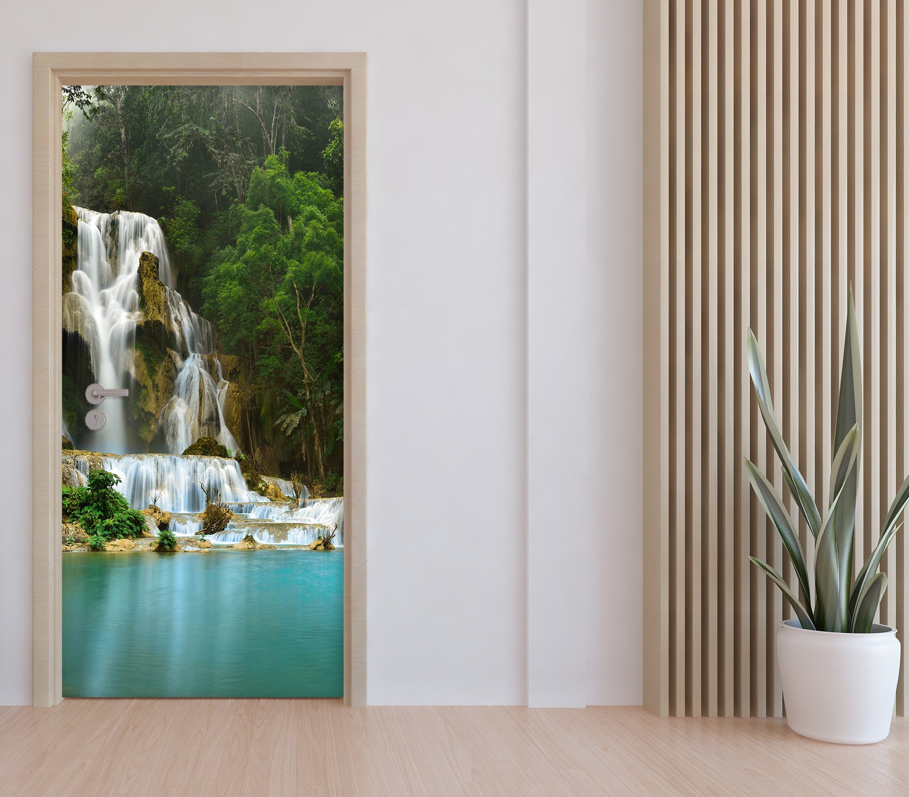 3D Forest Green Lake 135 Door Mural