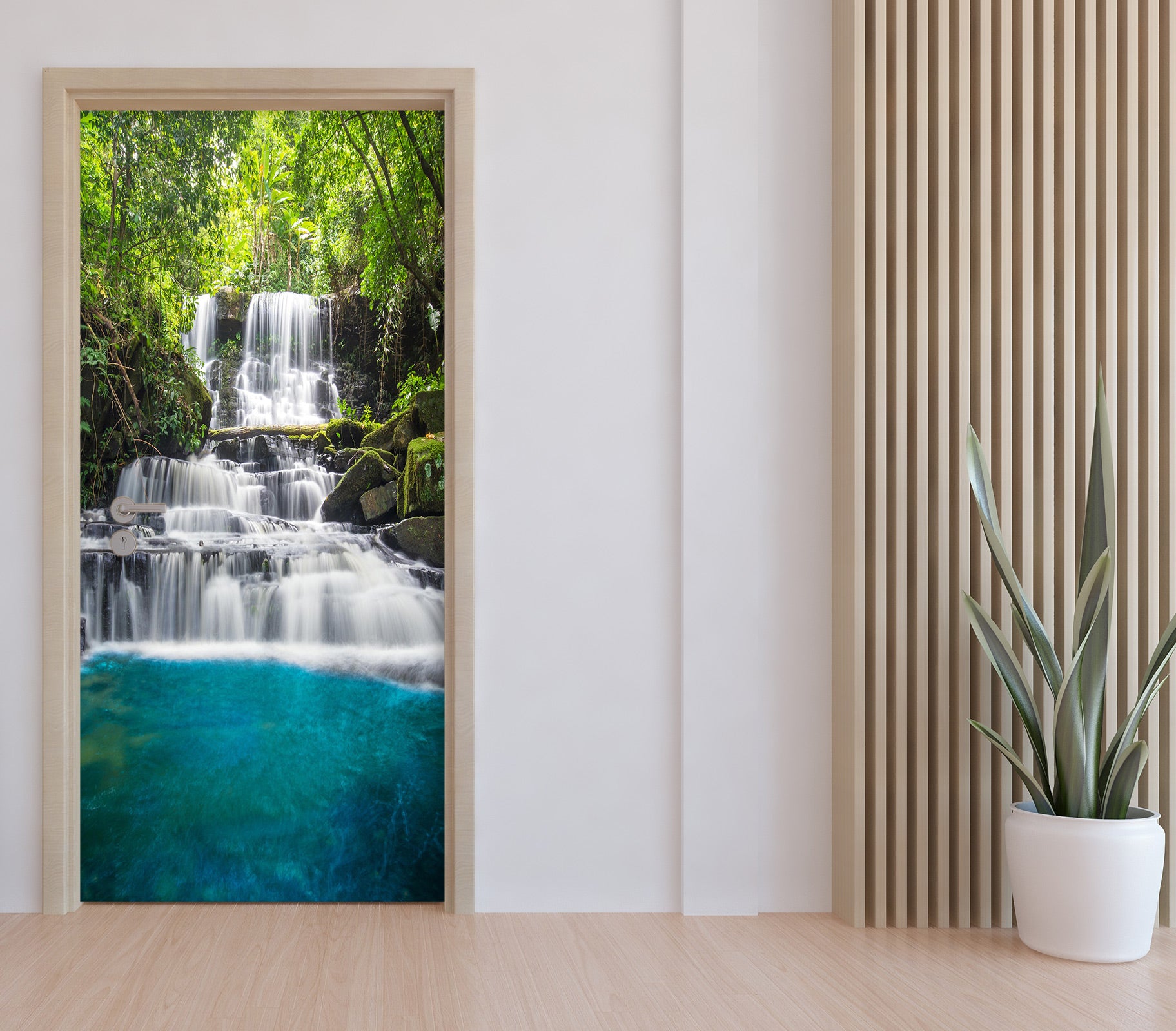 3D Forest Waterfall 23023 Door Mural