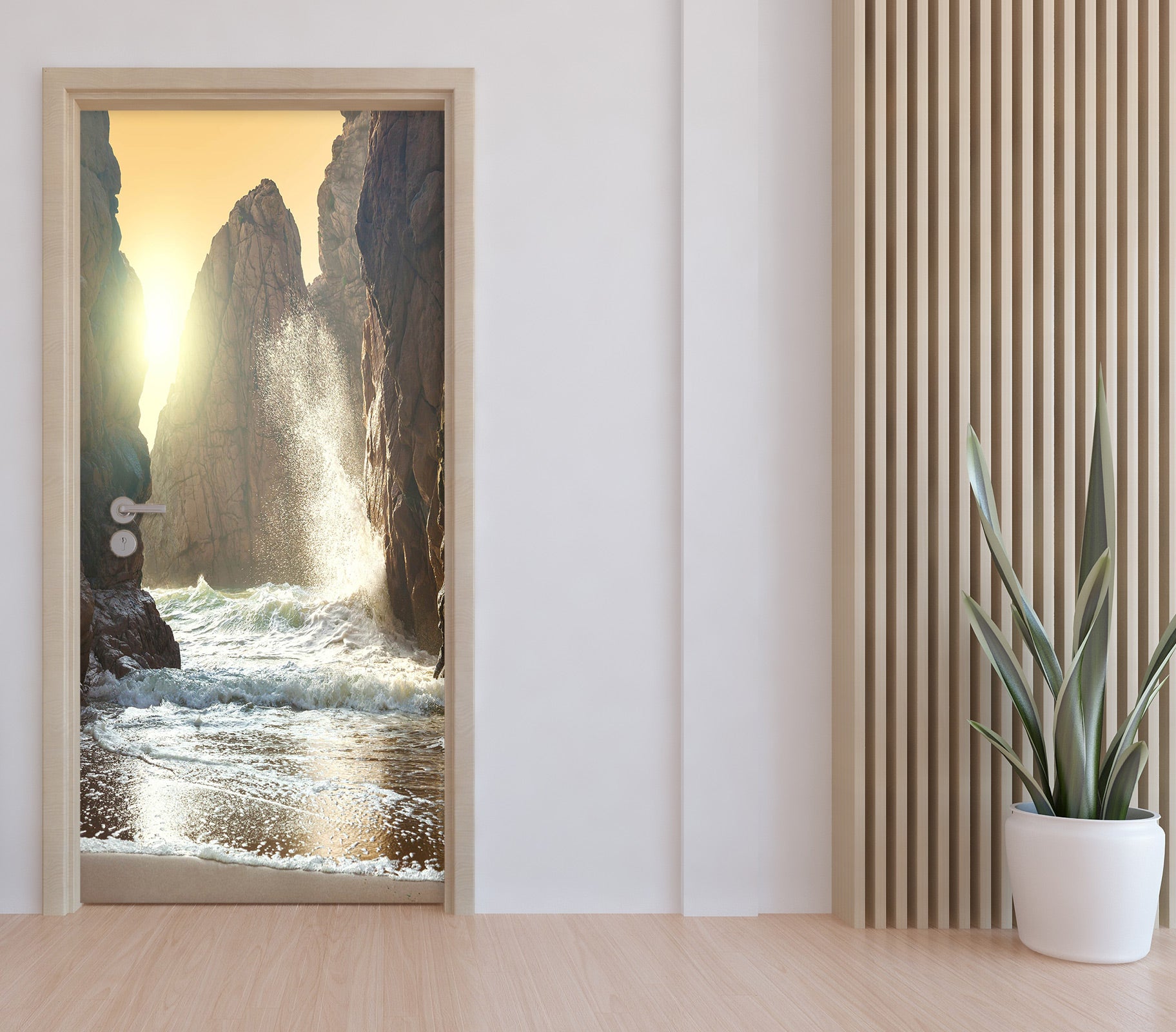 3D Big Stone Waves 23152 Door Mural