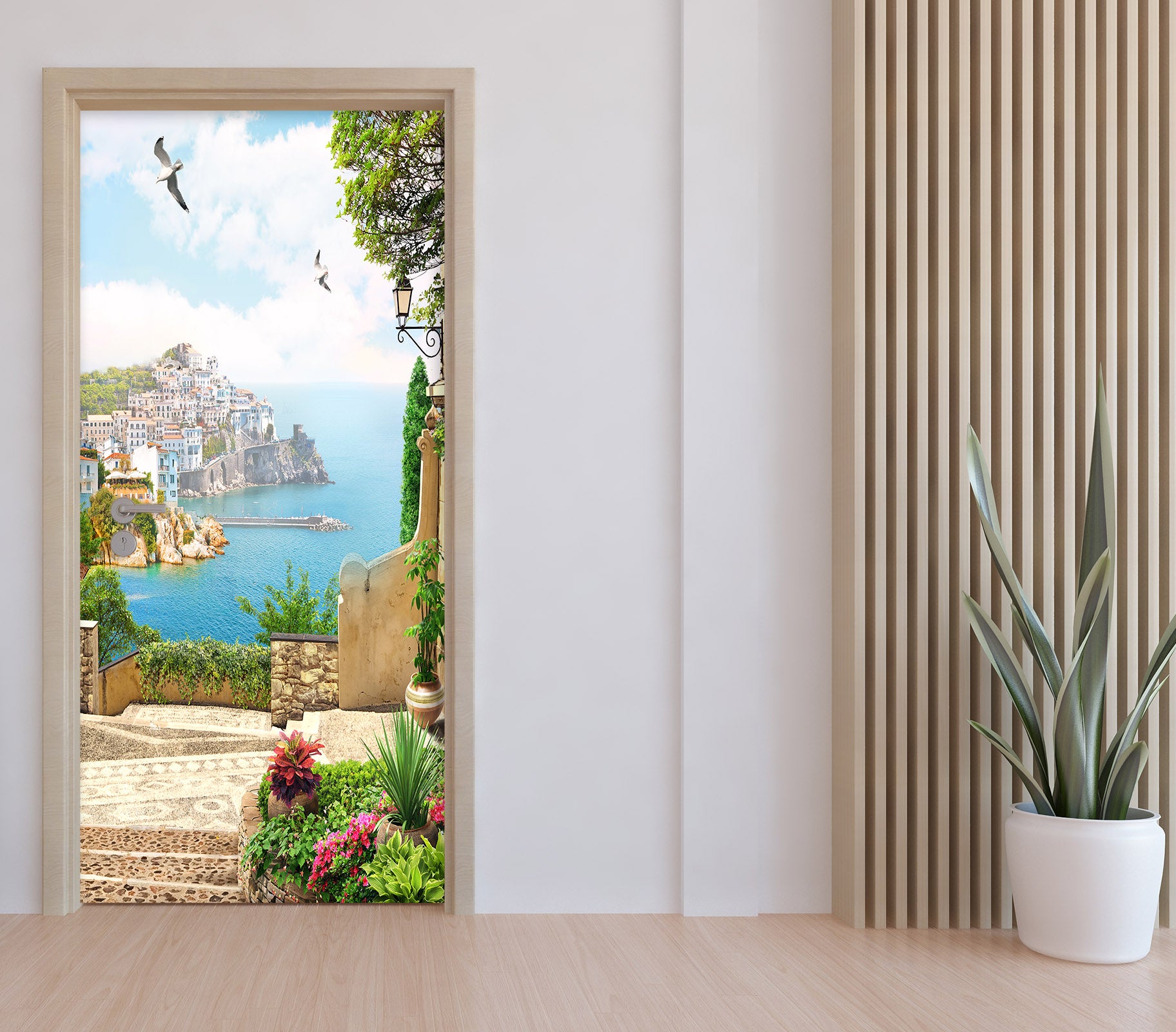 3D Island Houses 22082 Door Mural