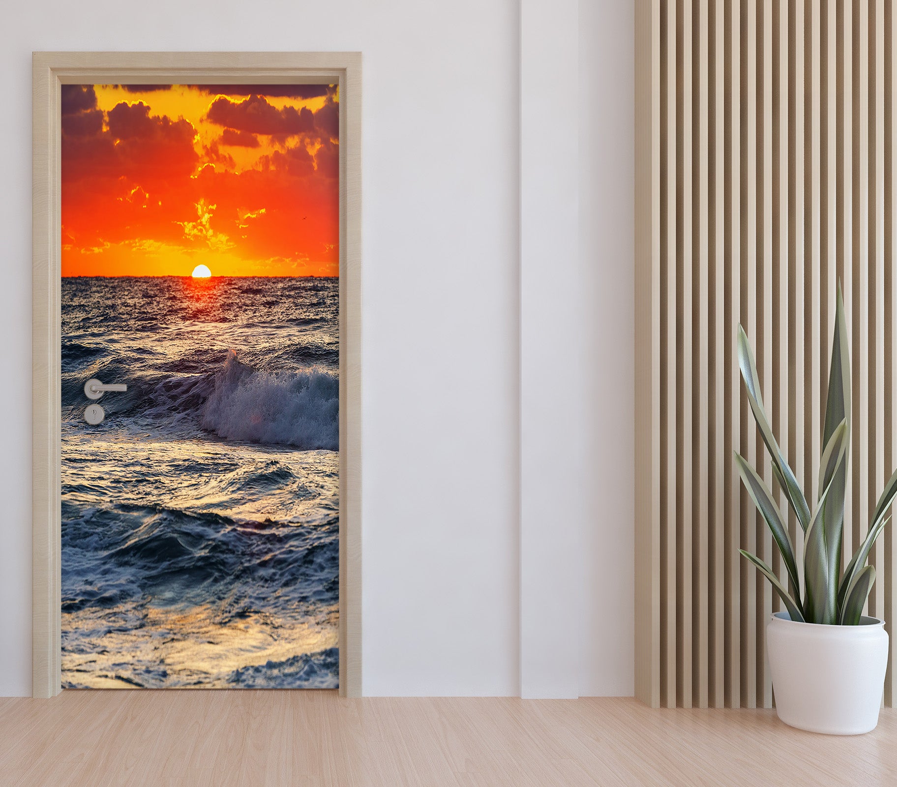 3D Waves Sun 22017 Door Mural