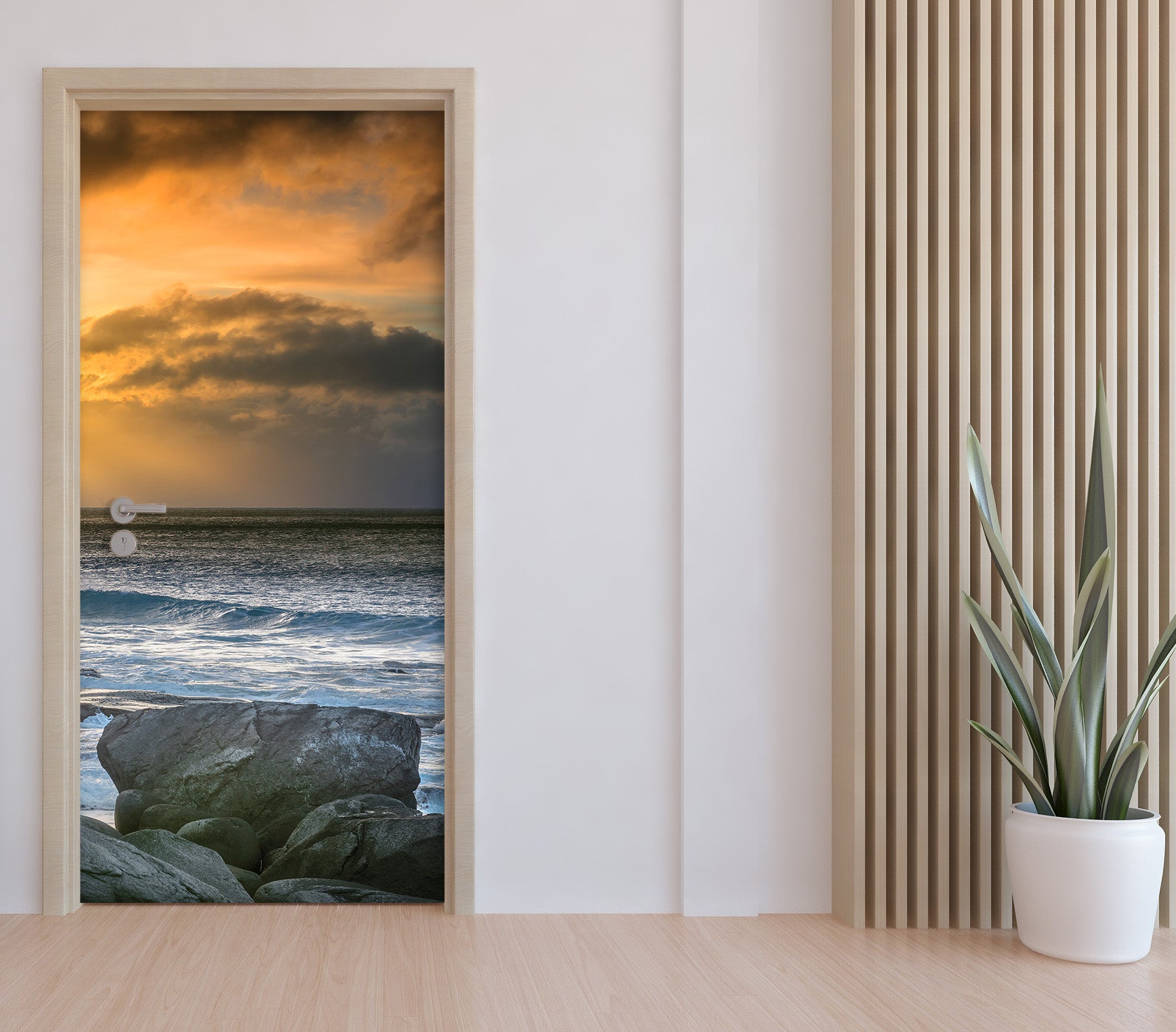 3D Sunset Seaside Stone 115102 Marco Carmassi Door Mural