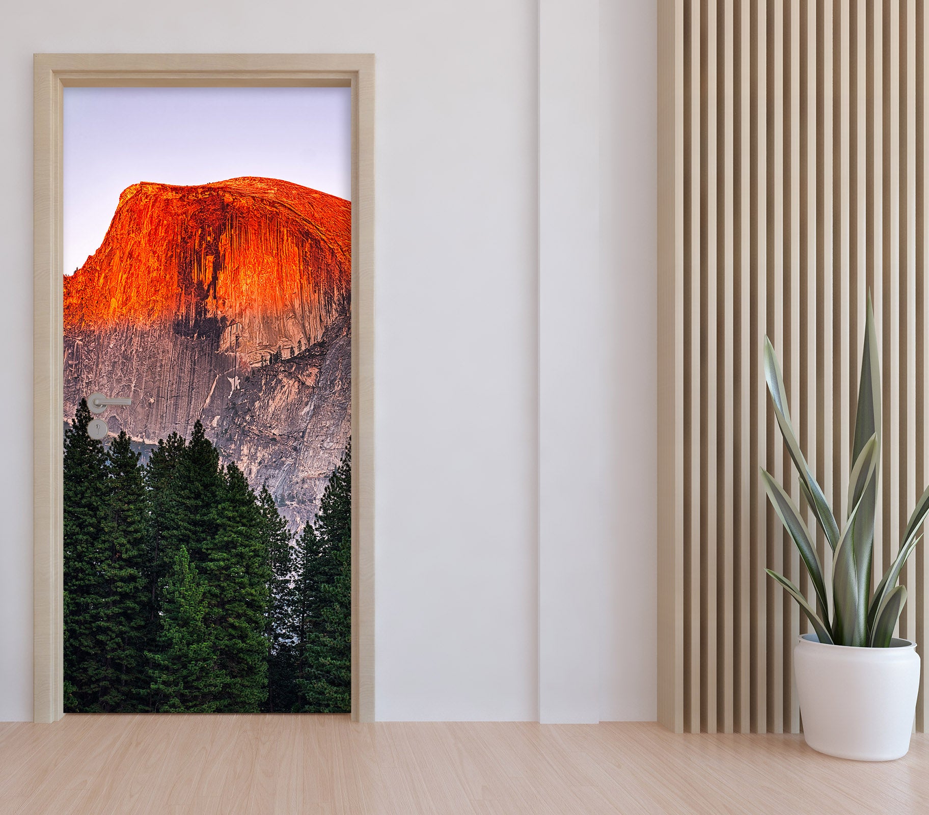 3D Red Mountain Forest 122160 Marco Carmassi Door Mural