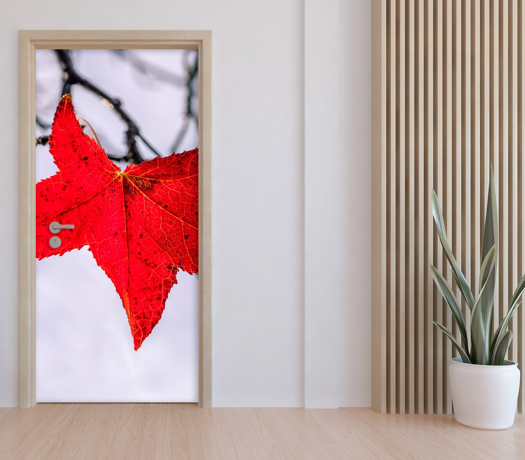 3D Red Maple Leaf 12262 Marco Carmassi Door Mural