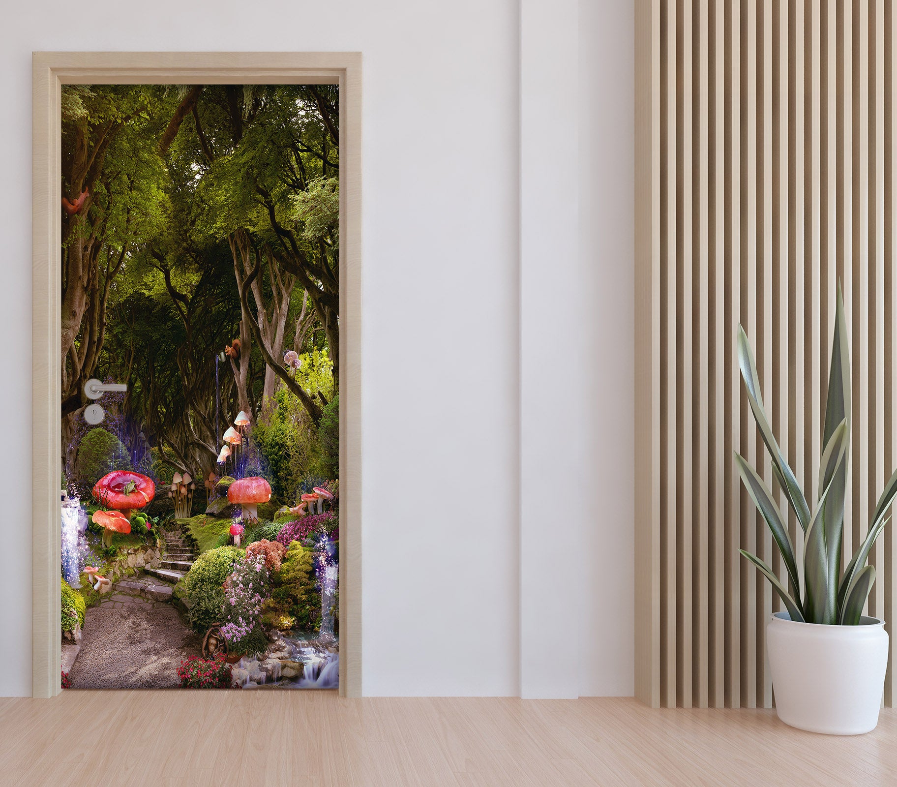 3D Flower Bush Forest 22162 Door Mural