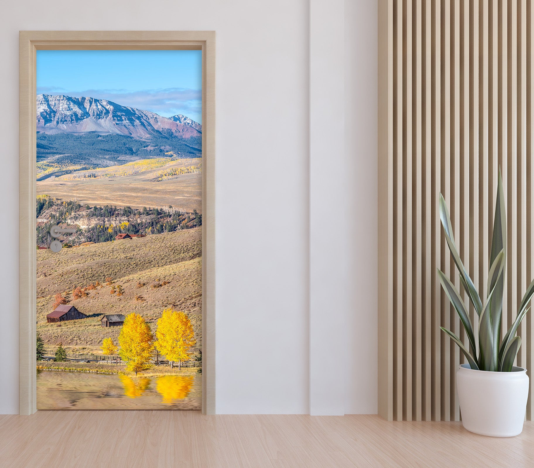 3D Grass Trees Mountains 11427 Marco Carmassi Door Mural