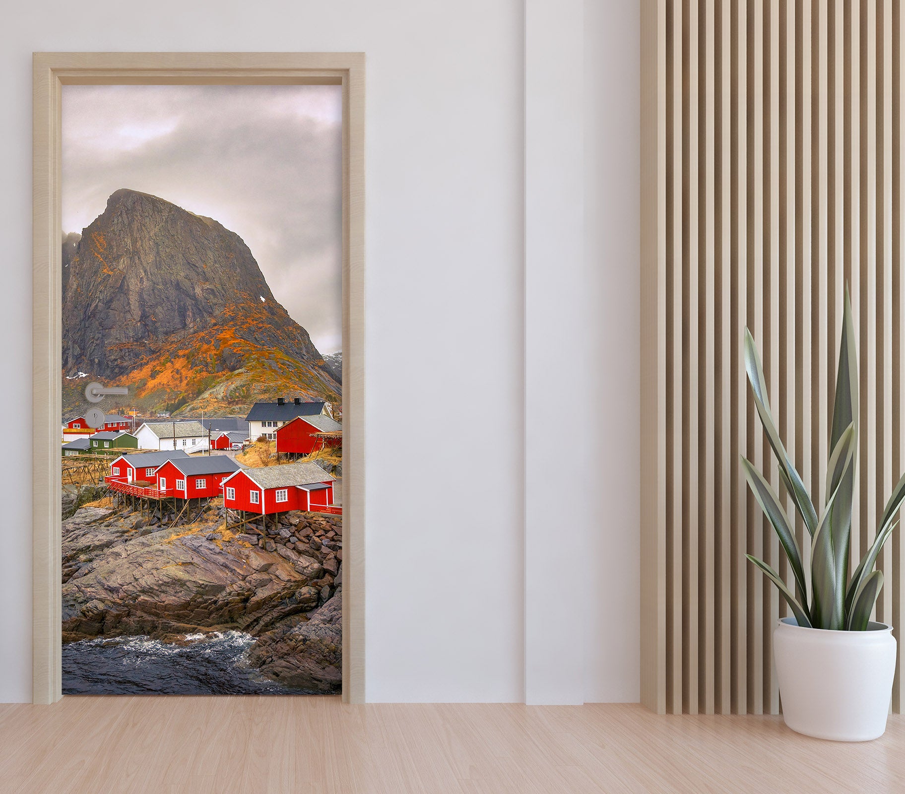 3D Rock Red Houses 11616 Marco Carmassi Door Mural