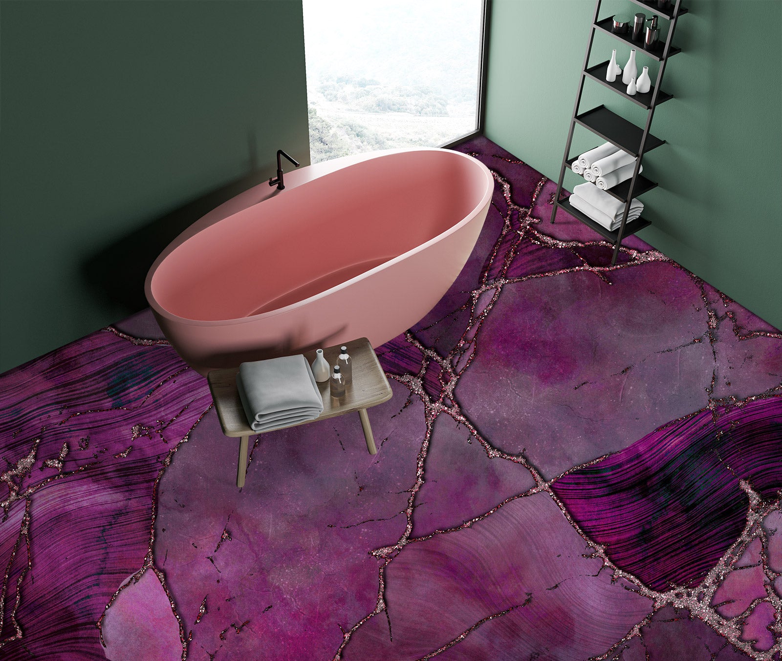 3D Fuchsia Pattern Crack 102141 Andrea Haase Floor Mural