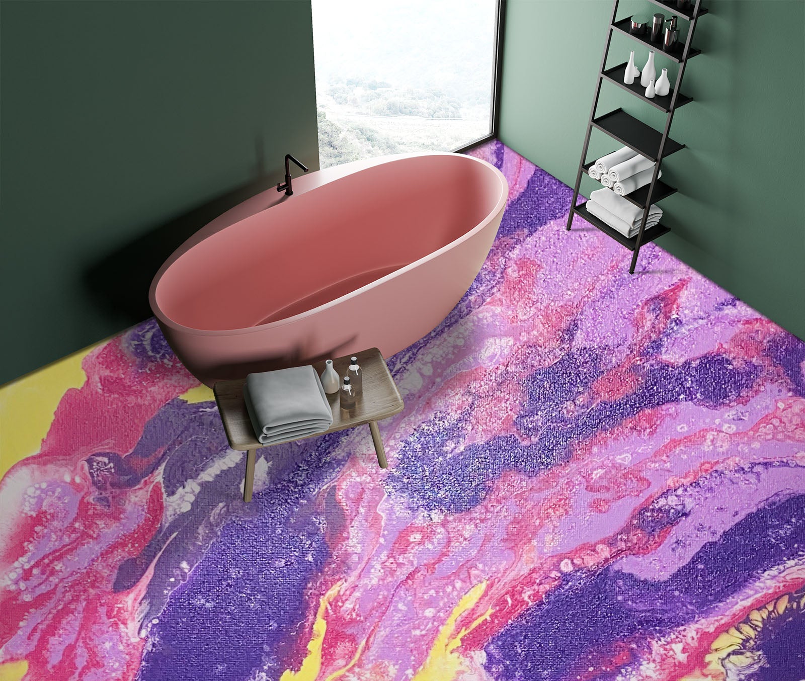 3D Purple Pink Pattern 98193 Valerie Latrice Floor Mural