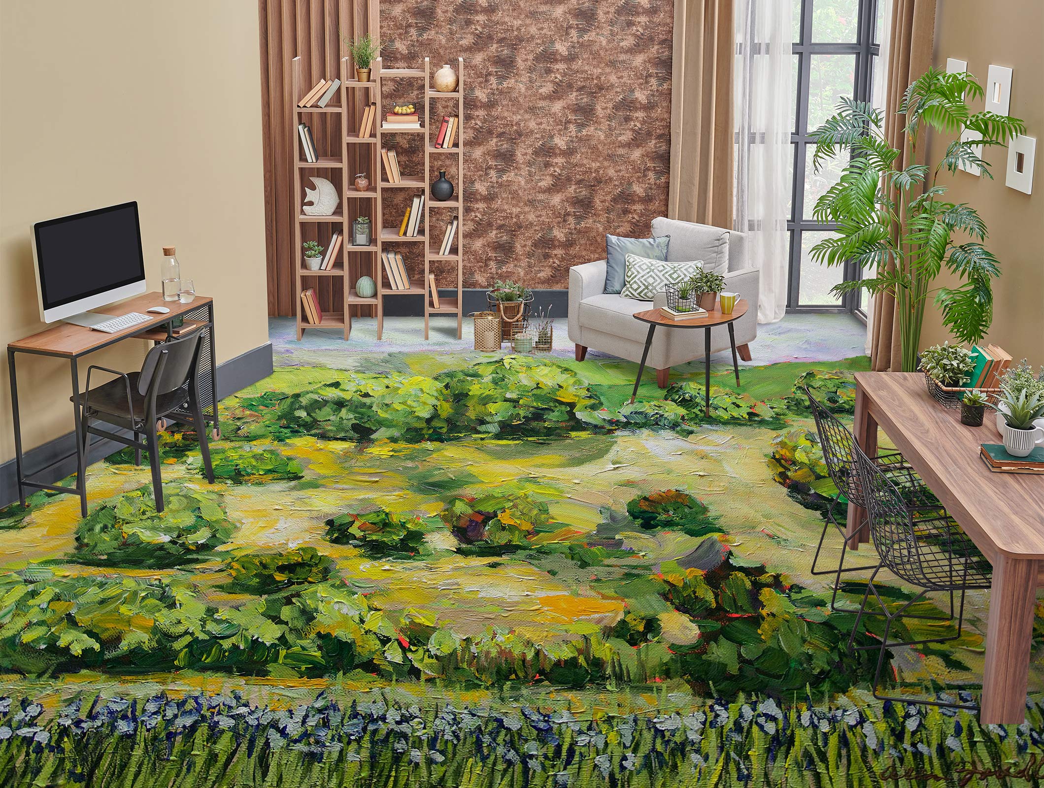 3D Grassland Green Painting 9673 Allan P. Friedlander Floor Mural