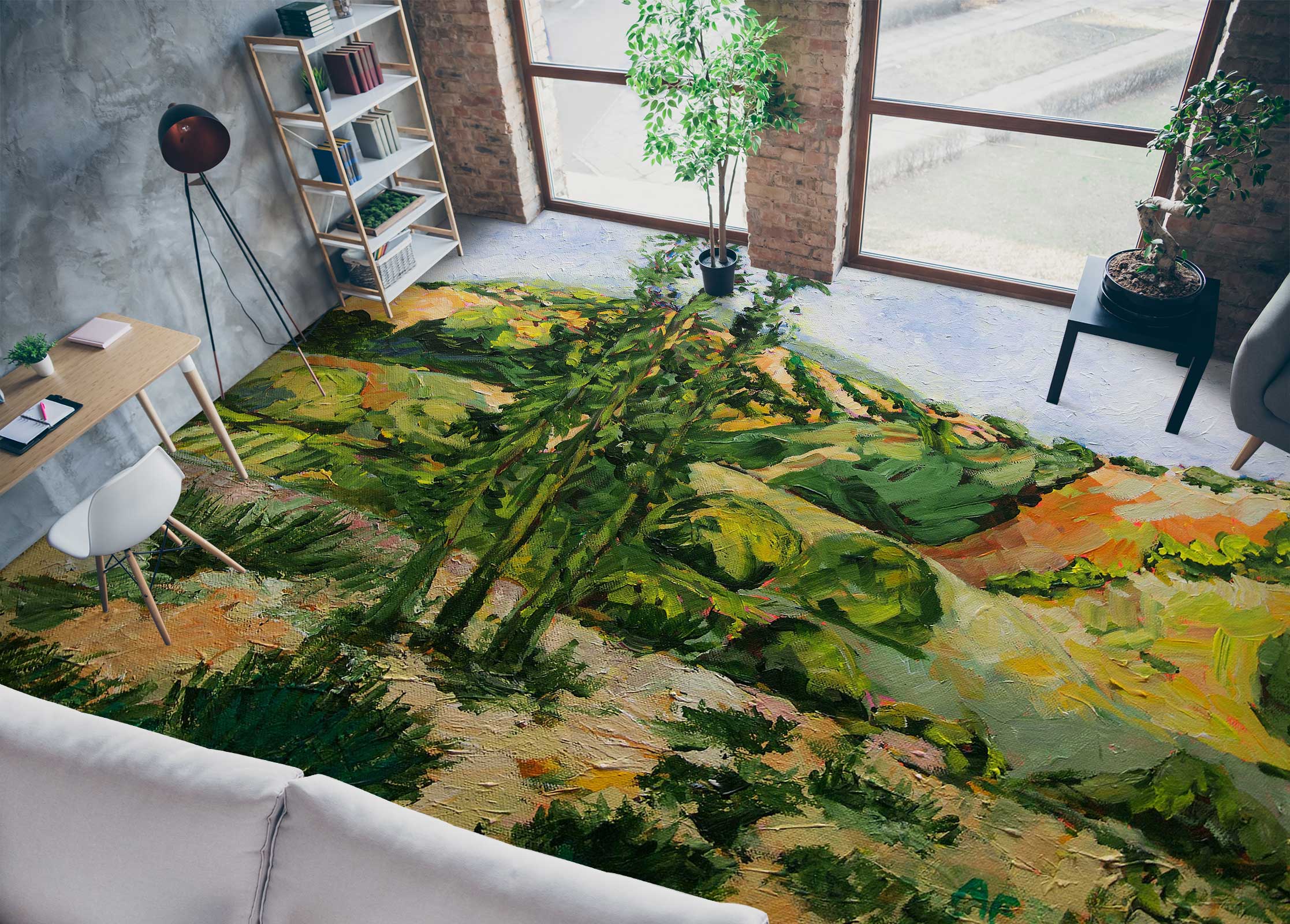 3D Hillside Meadow Trees 9675 Allan P. Friedlander Floor Mural