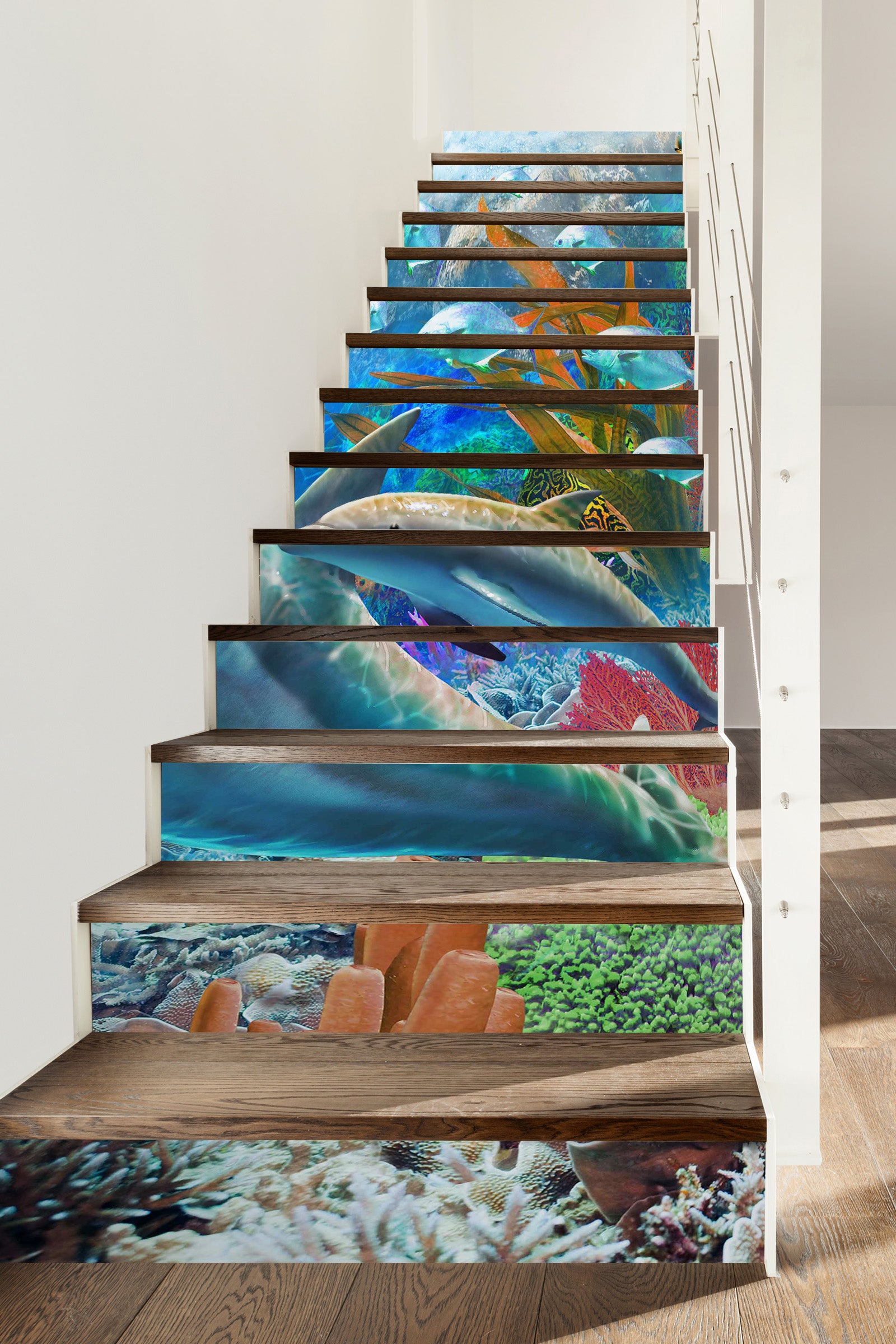 3D Dolphin Seaweed 96195 Adrian Chesterman Stair Risers