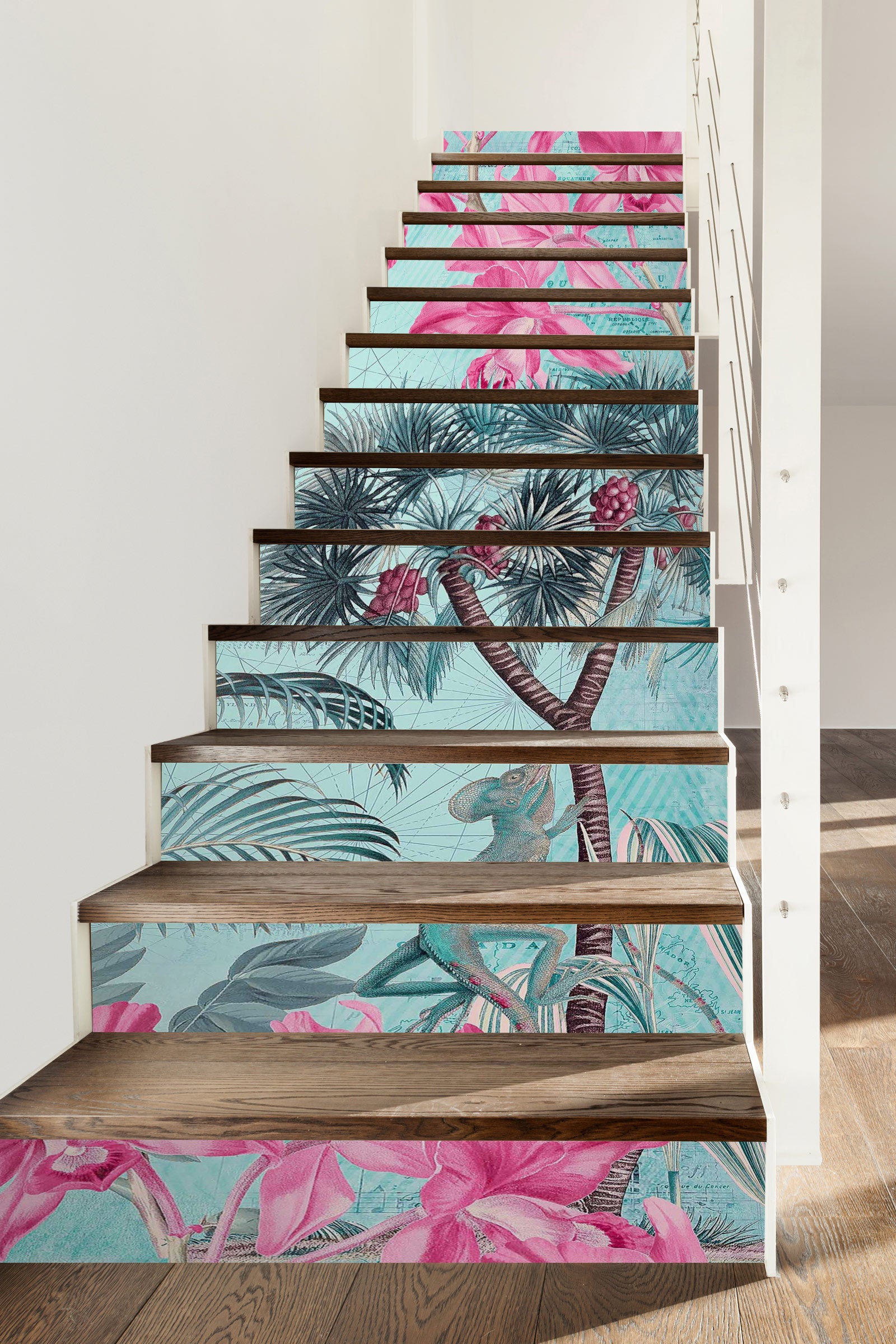 3D Pink Flowers Trees 104131 Andrea Haase Stair Risers