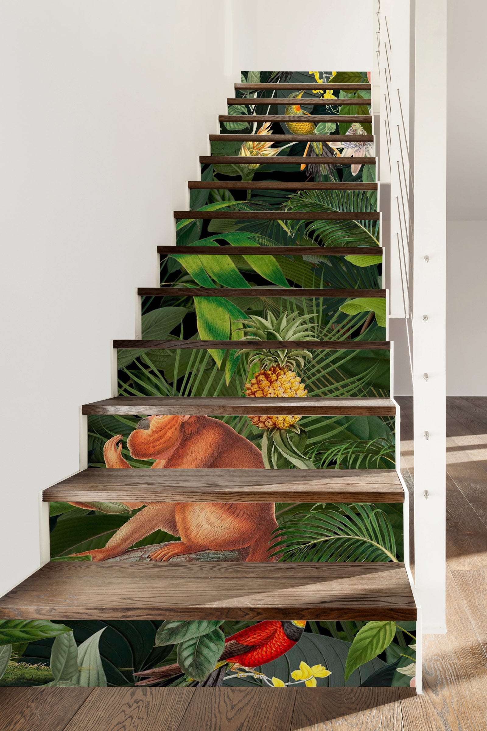 3D Monkey Pineapple Jungle 11026 Andrea Haase Stair Risers