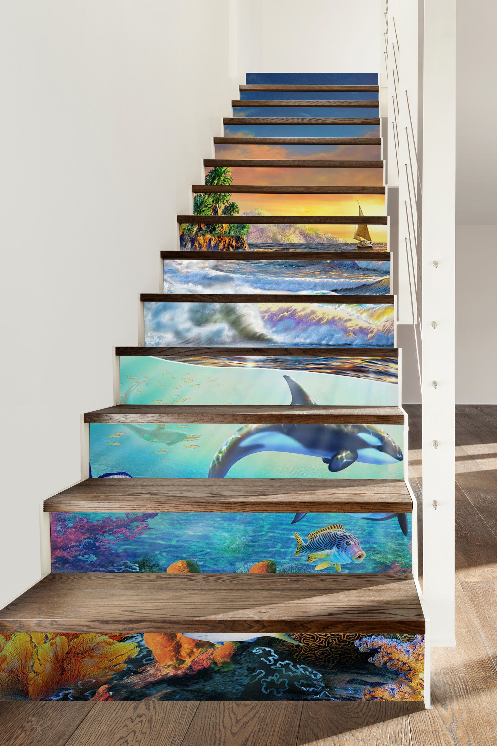 3D Underwater Whale 96168 Adrian Chesterman Stair Risers