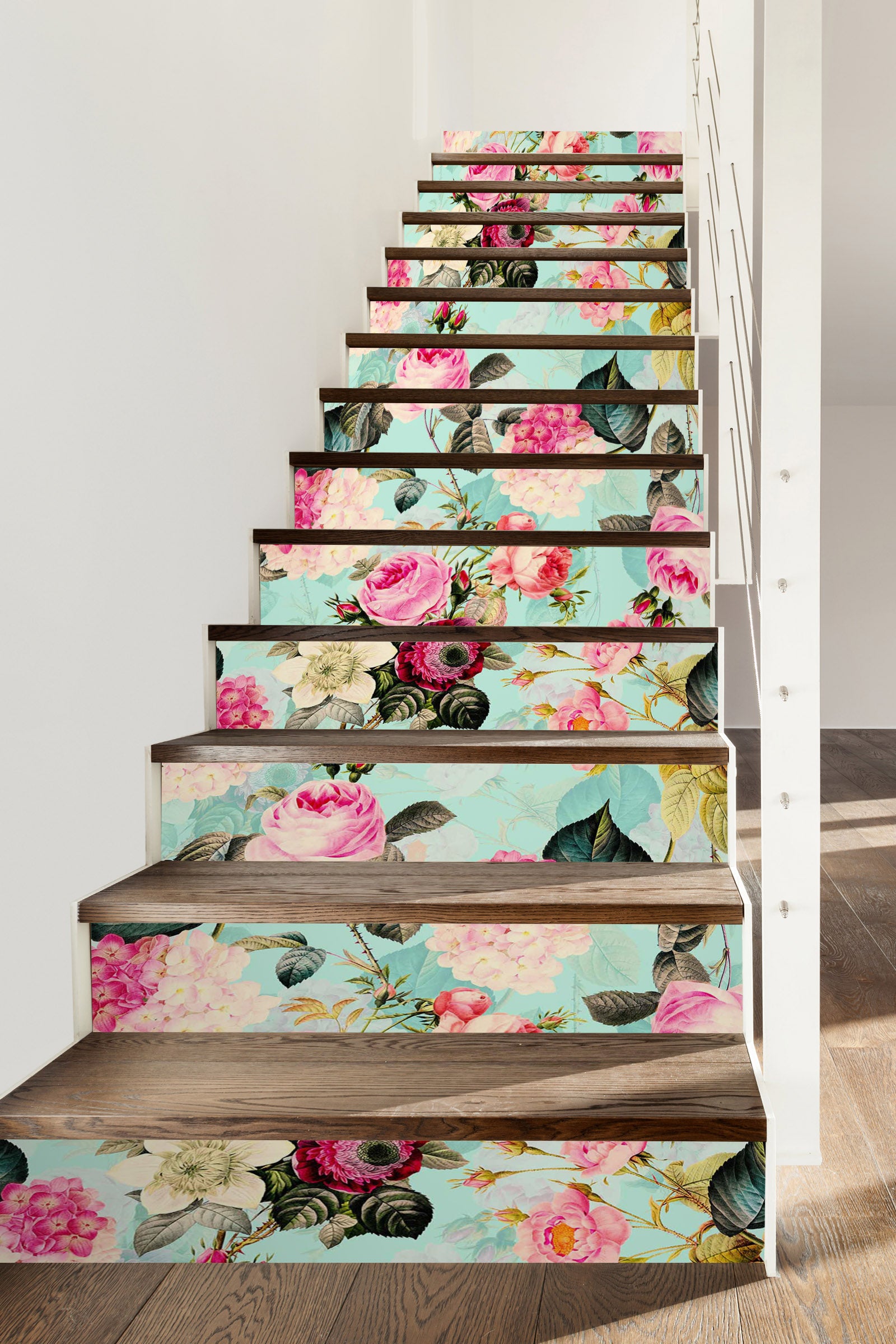 3D Pink Rose Branch 10403 Uta Naumann Stair Risers