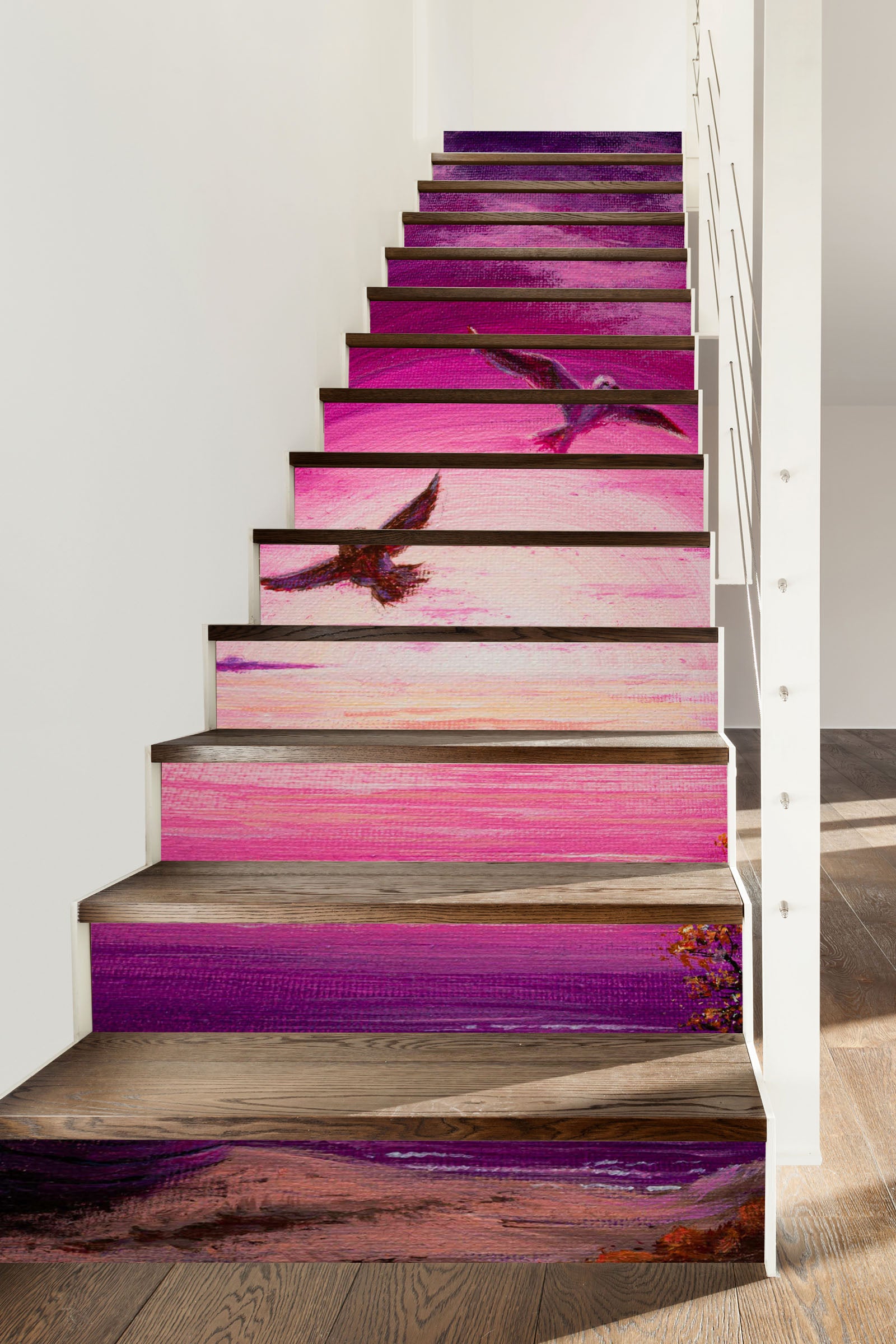 3D Pink Sky Eagle 8818 Marina Zotova Stair Risers