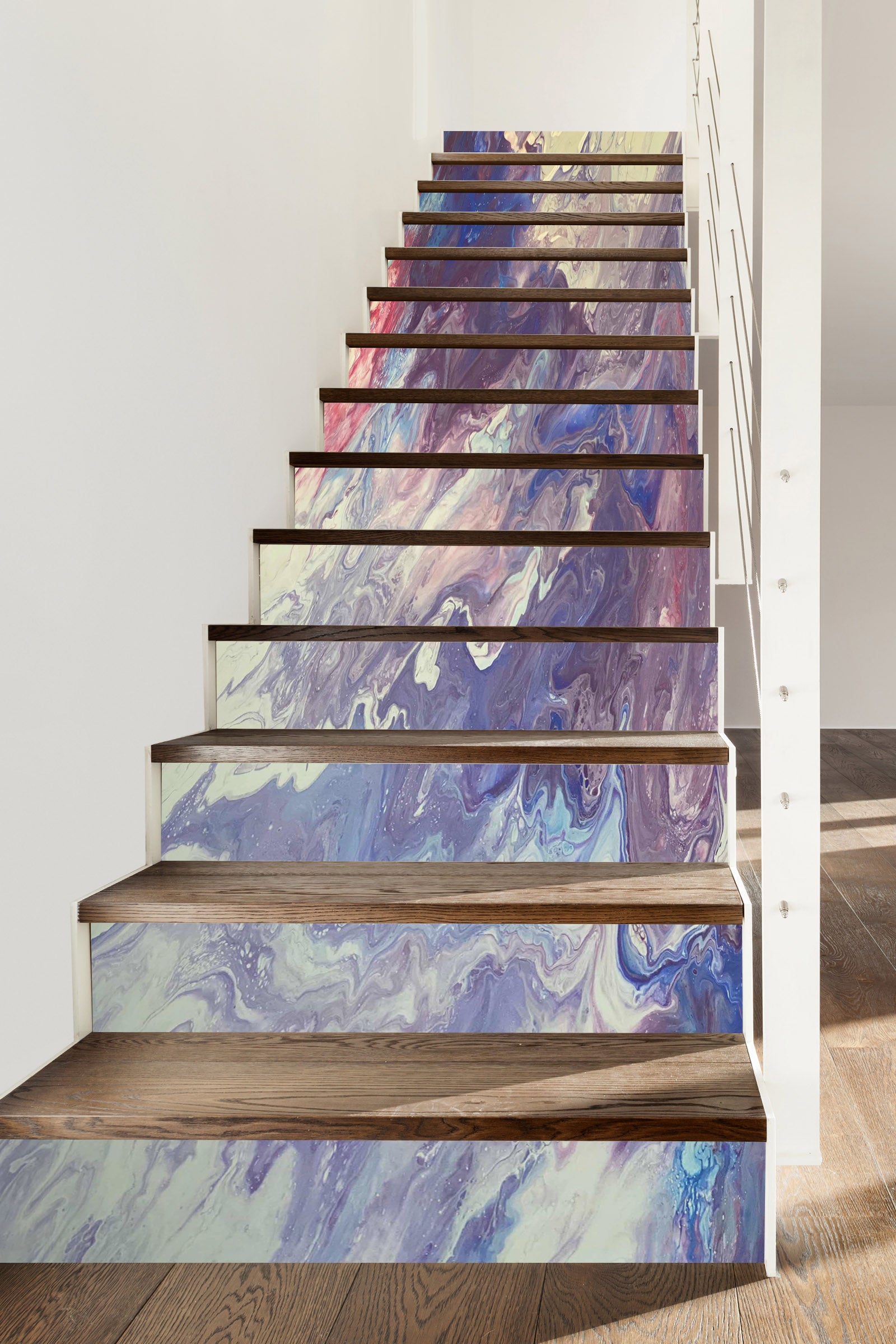 3D Blue Purple Water Paint Pattern 90192 Valerie Latrice Stair Risers