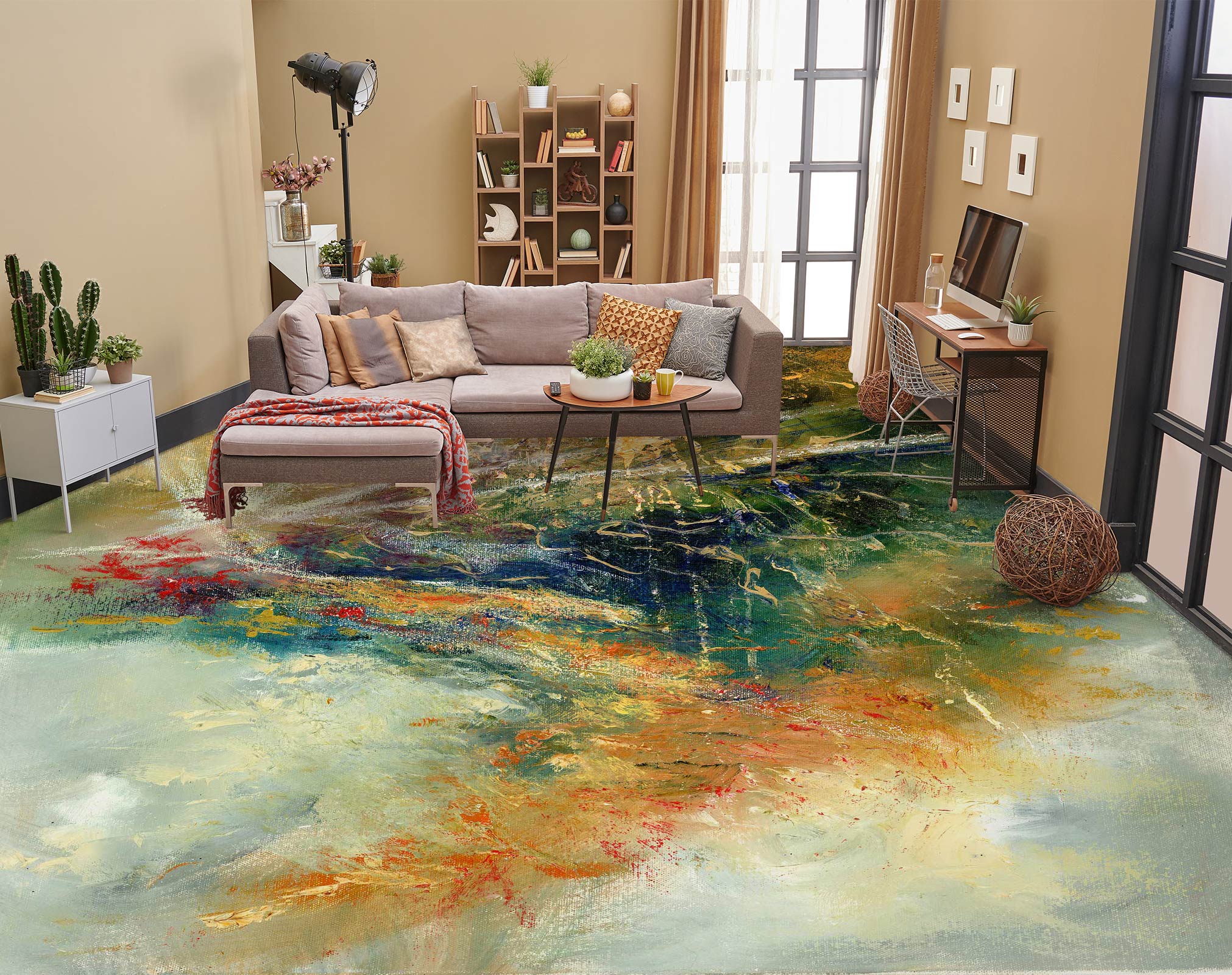 3D Green Pattern Texture 99175 Anne Farrall Doyle Floor Mural