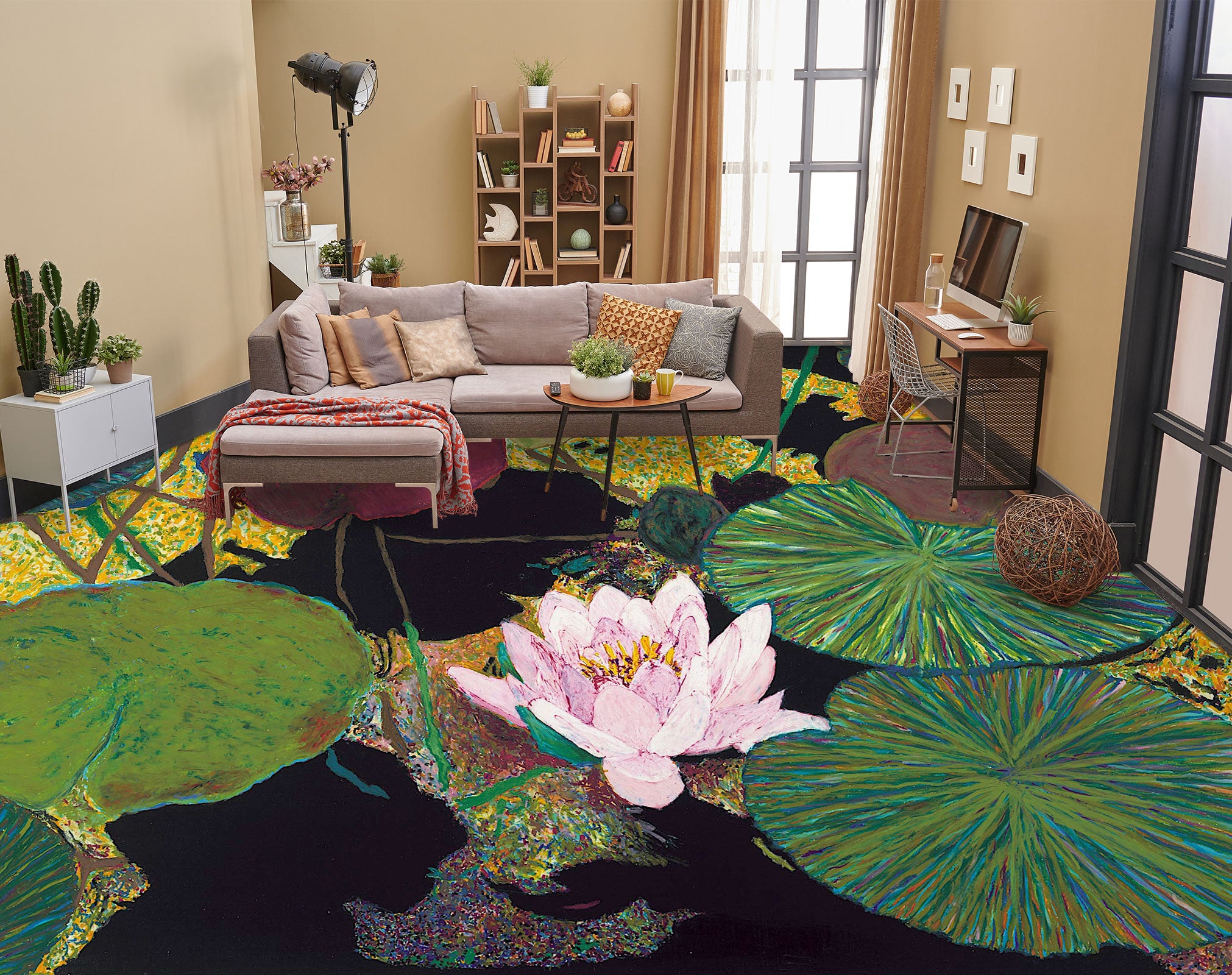 3D Lotus Leaf Pattern 9691 Allan P. Friedlander Floor Mural