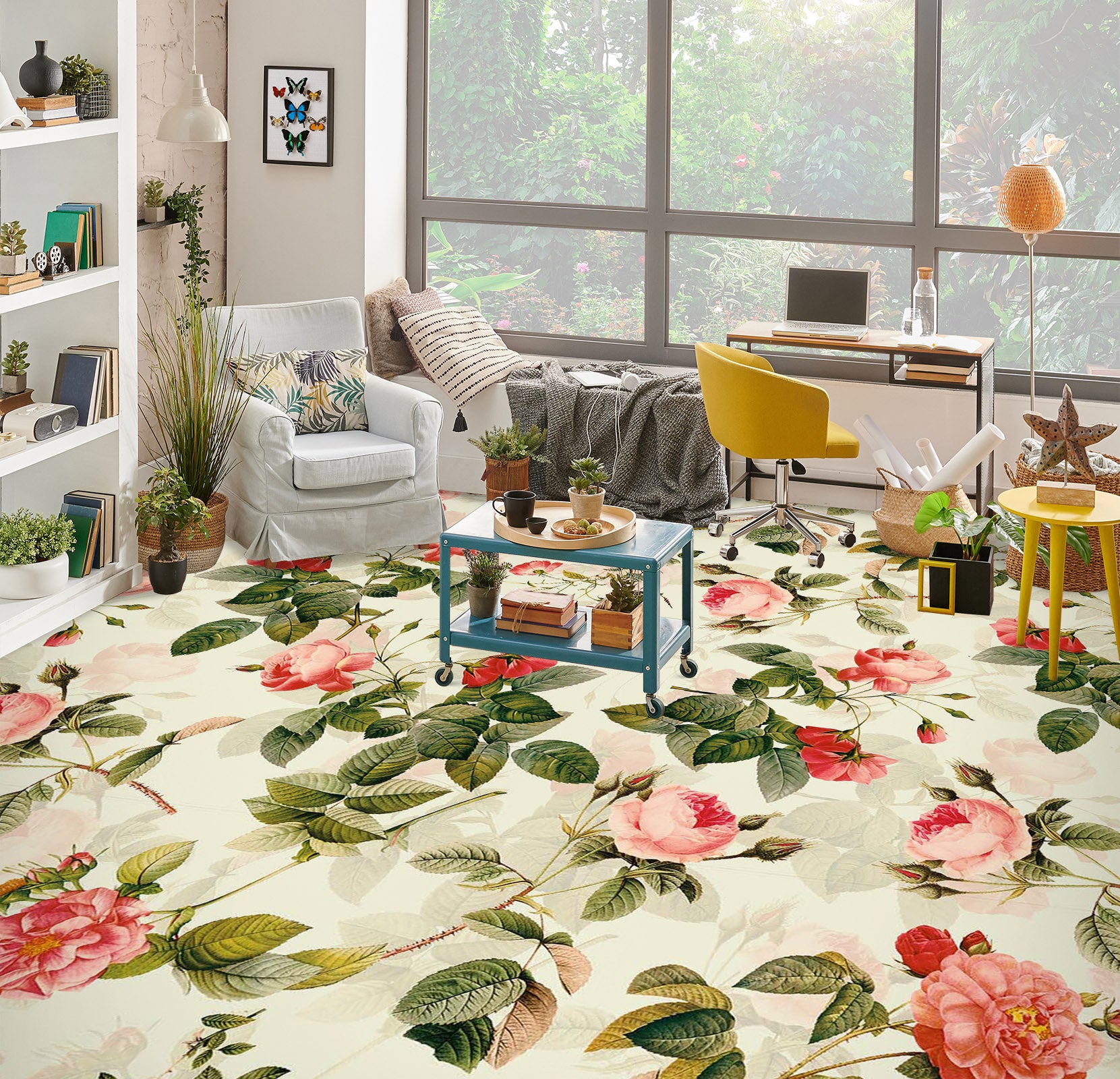 3D Pink Rose 99204 Uta Naumann Floor Mural