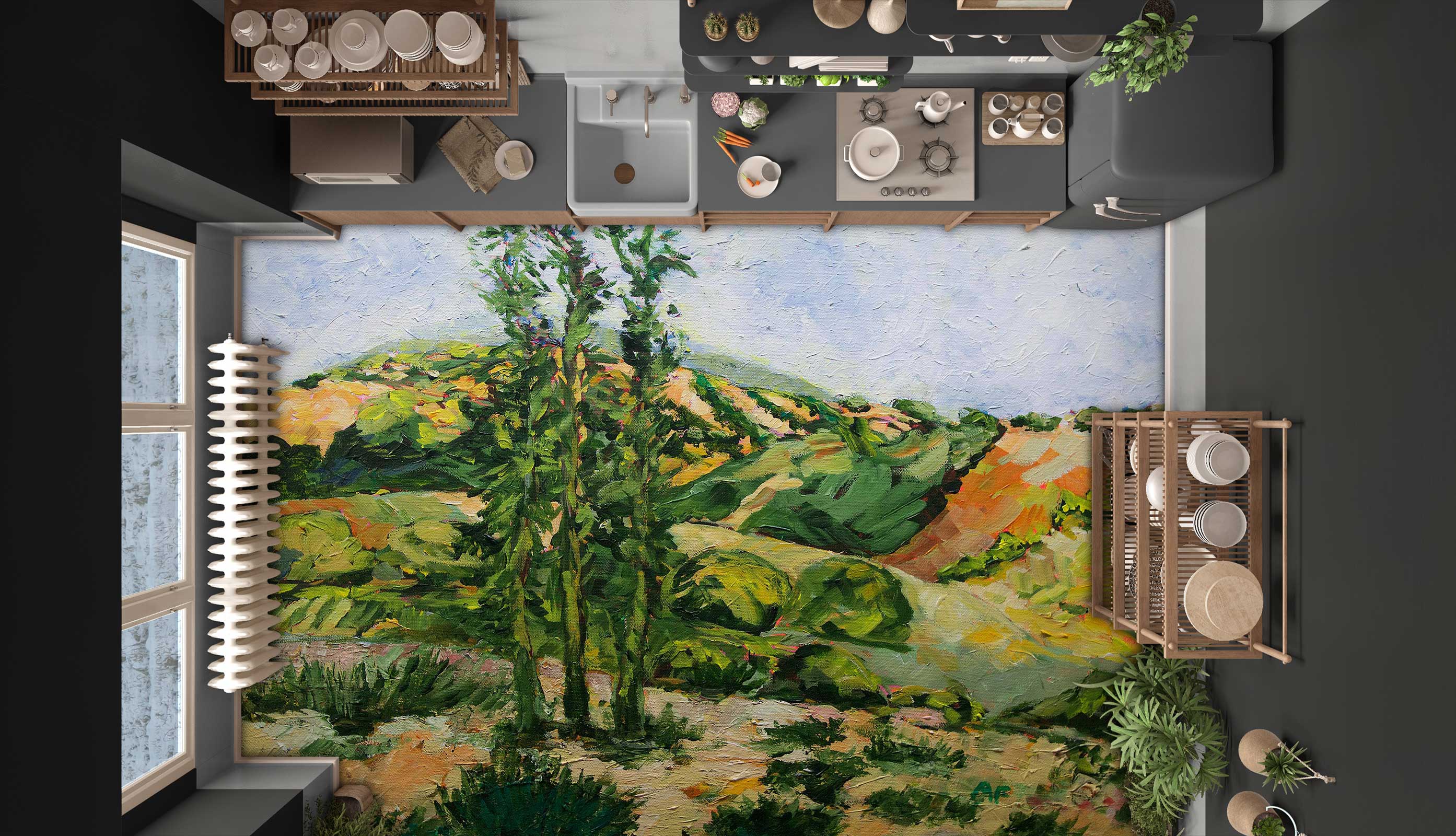 3D Hillside Meadow Trees 9675 Allan P. Friedlander Floor Mural