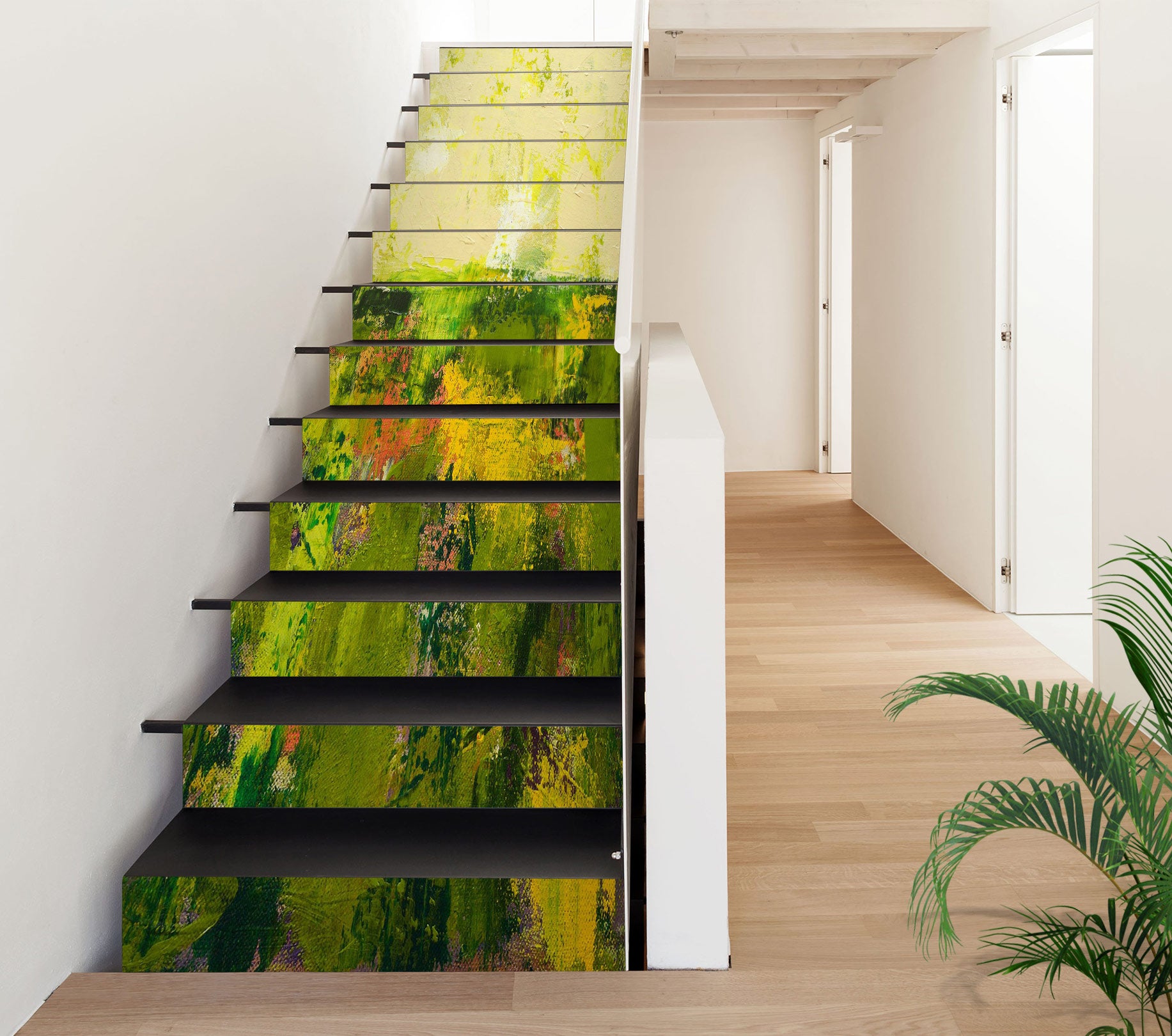 3D Green Bokeh Oil Painting 9056 Allan P. Friedlander Stair Risers