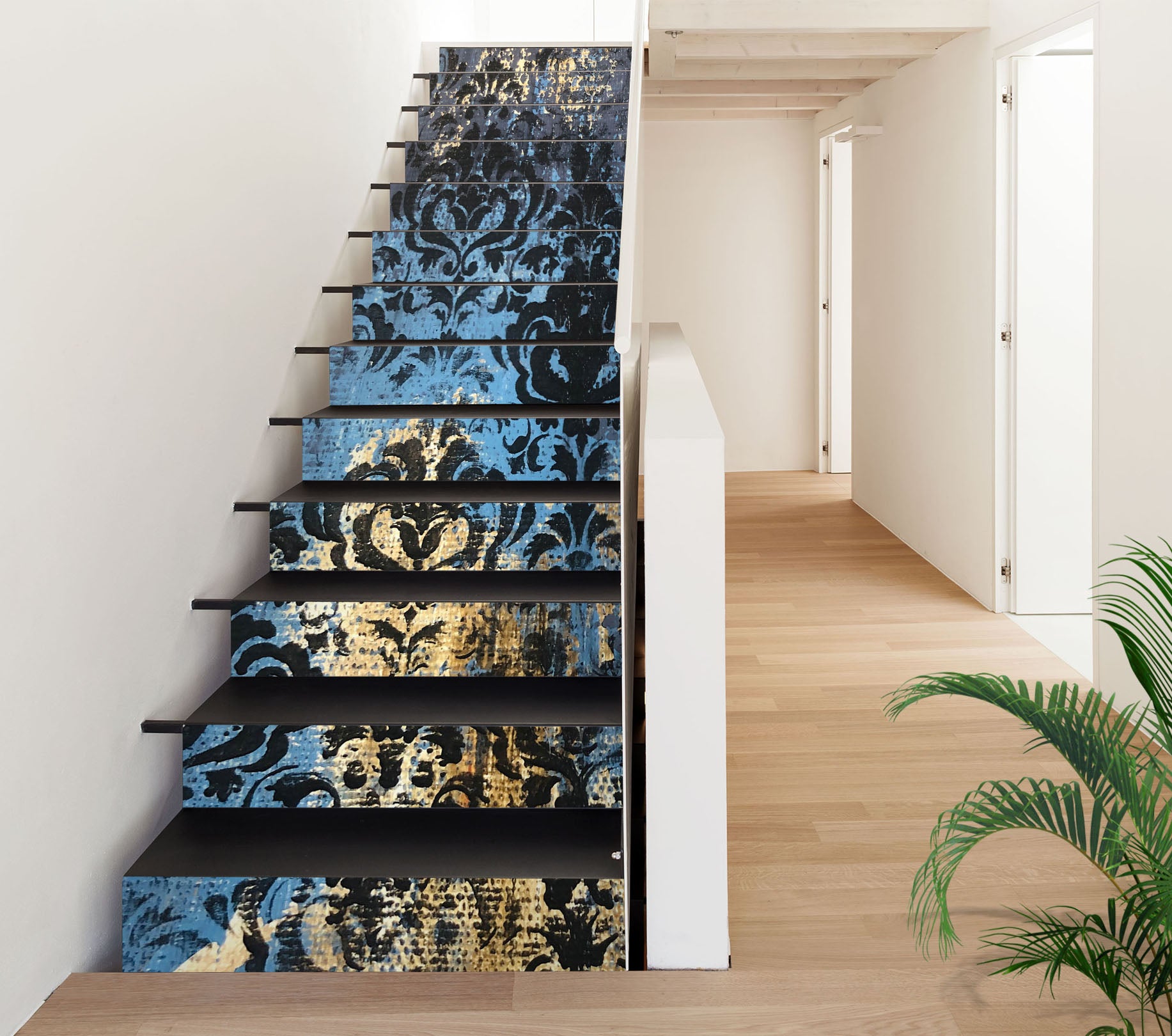 3D Blue Pattern 828 Skromova Marina Stair Risers