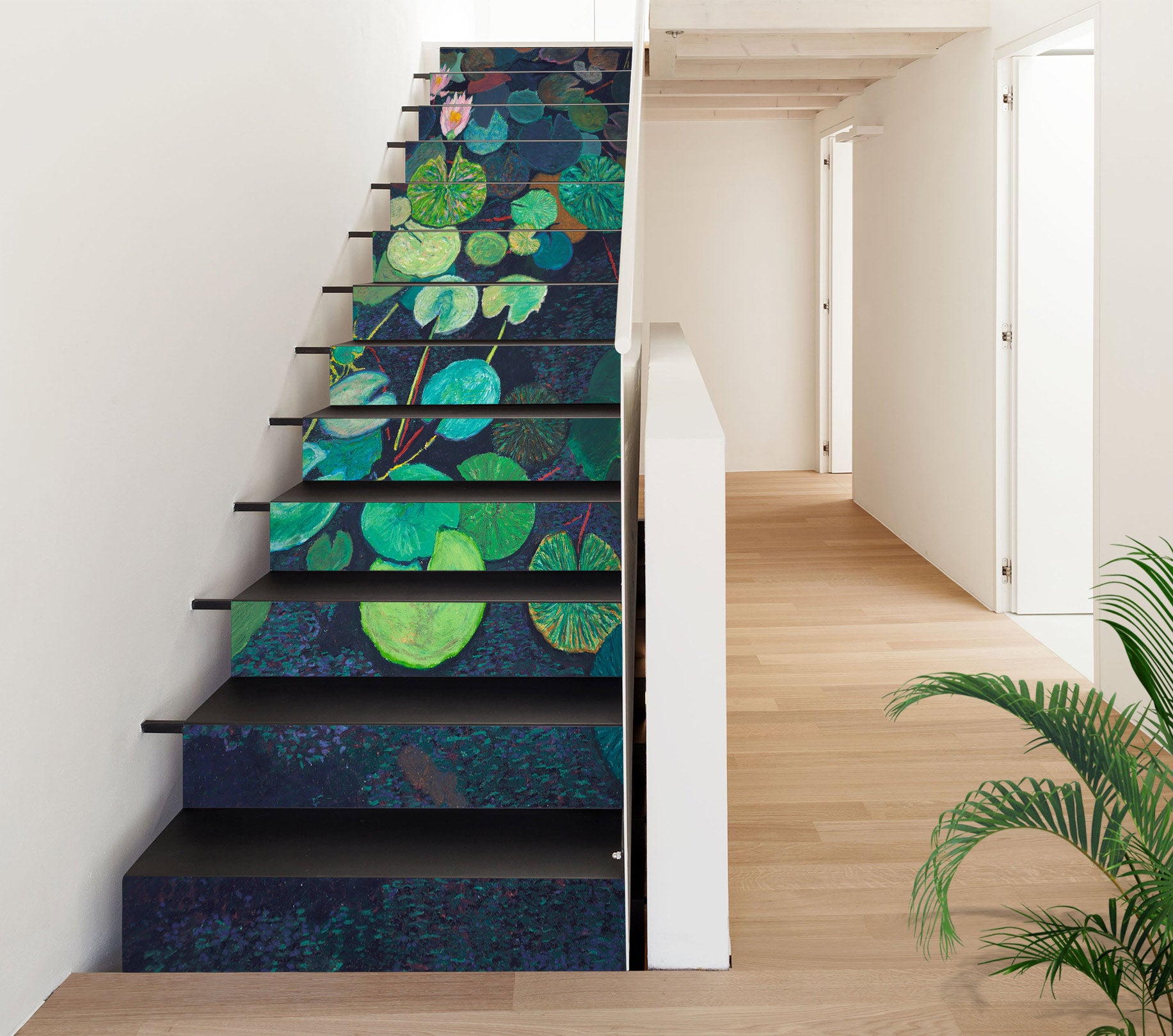 3D Green Lotus Leaf Painting 9062 Allan P. Friedlander Stair Risers