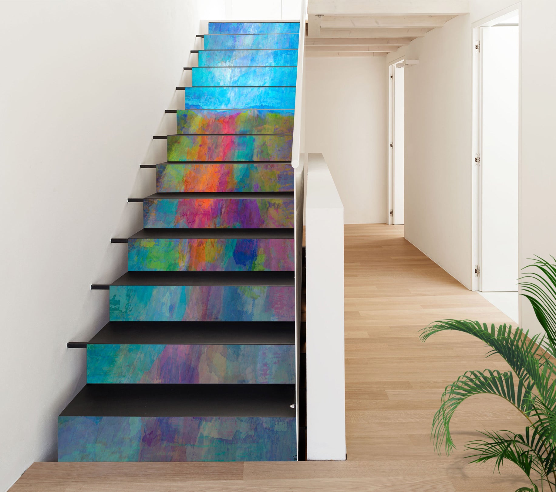 3D Colorful Paint Pattern 9464 Michael Tienhaara Stair Risers