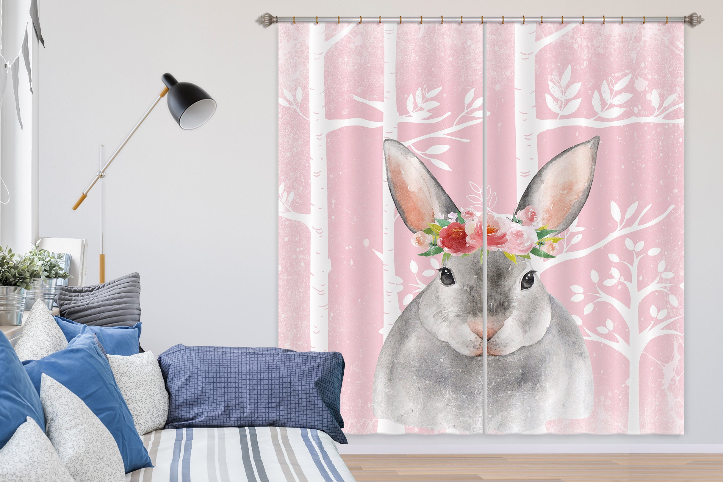 3D Gray Rabbit 173 Uta Naumann Curtain Curtains Drapes