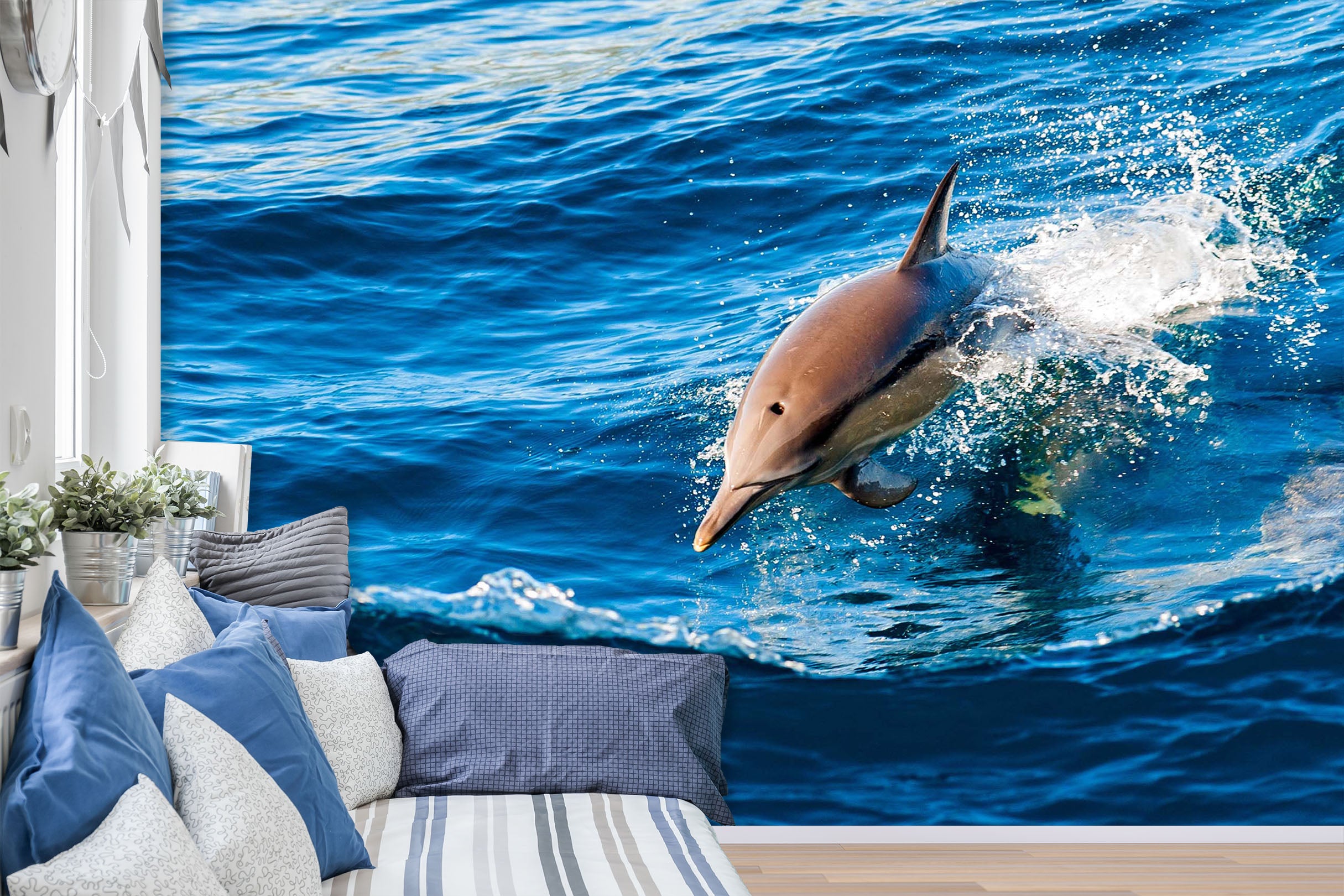 3D Happy Dolphin 2030 Wall Murals