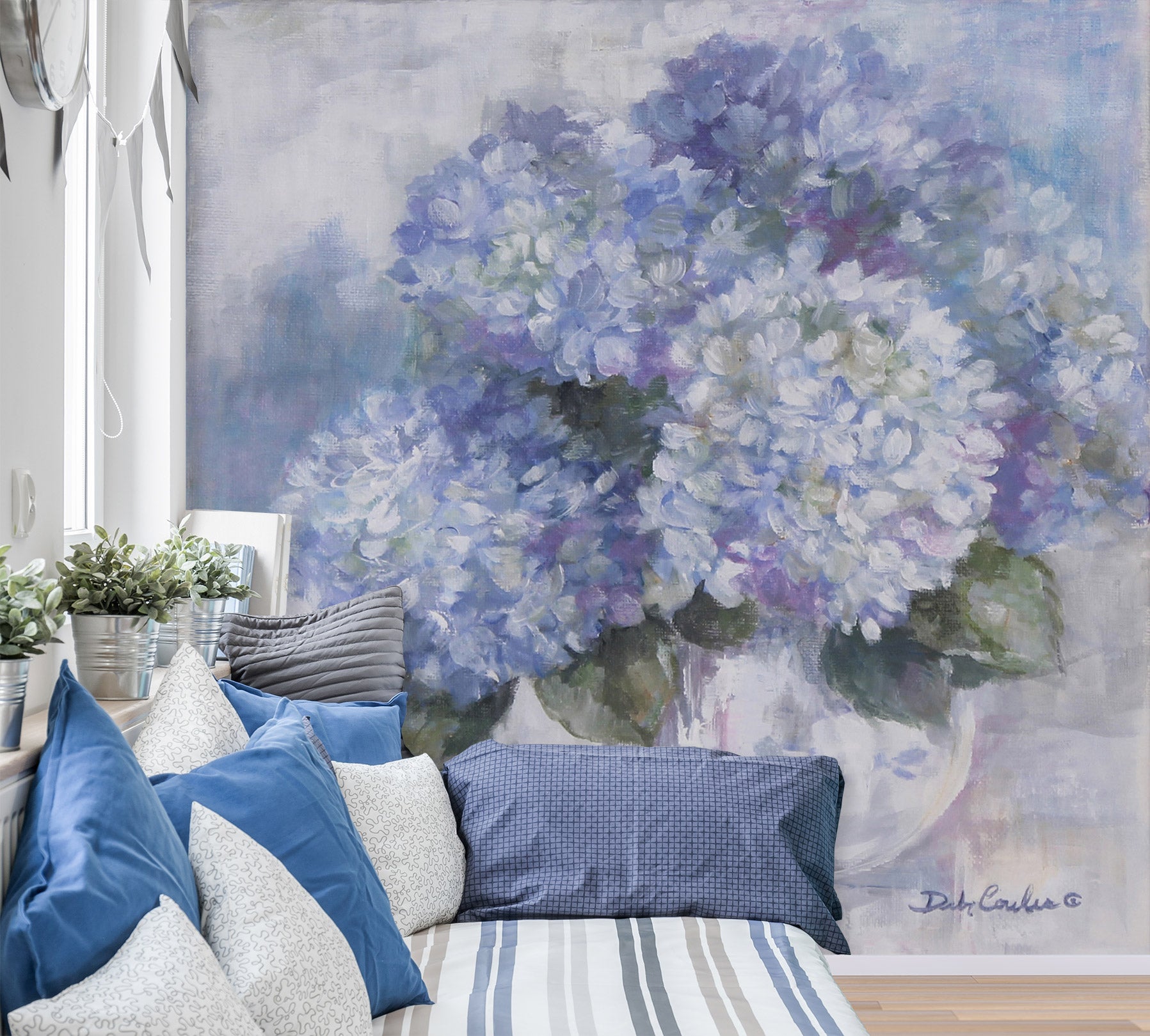 3D Blue Ball Flowers 3171 Debi Coules Wall Mural Wall Murals