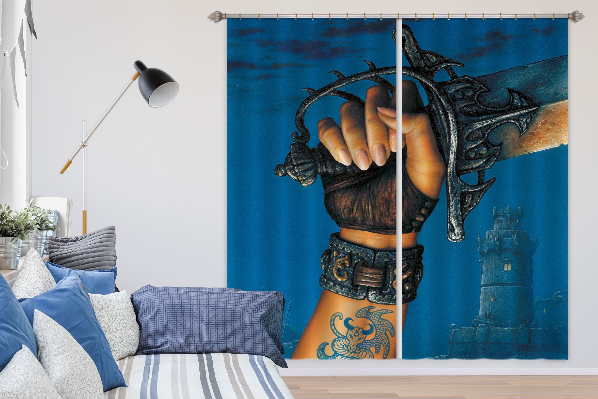 3D Sword Hand 7160 Ciruelo Curtain Curtains Drapes