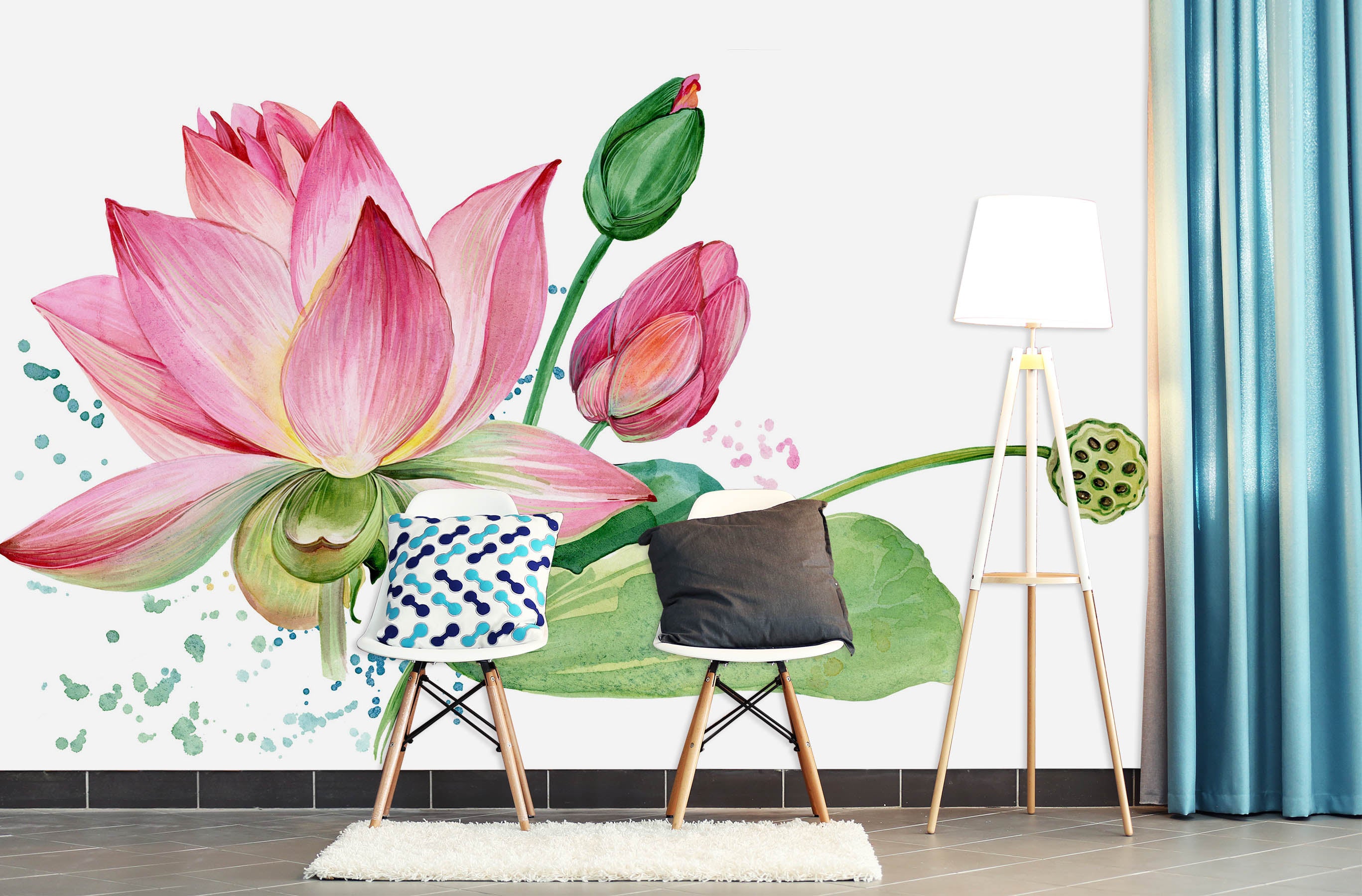 3D Lotus Pattern 1130 Wall Murals