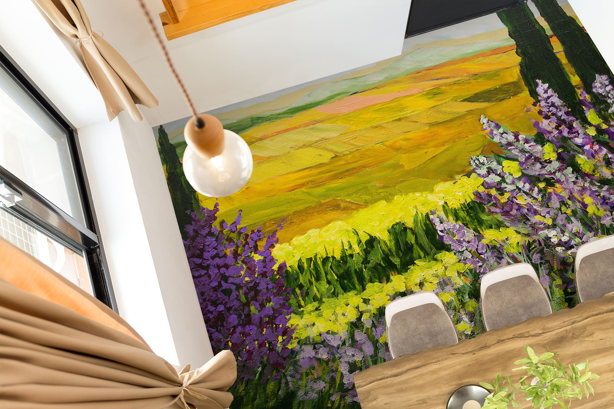 3D Flower Bush Yellow Field 9660 Allan P. Friedlander Floor Mural