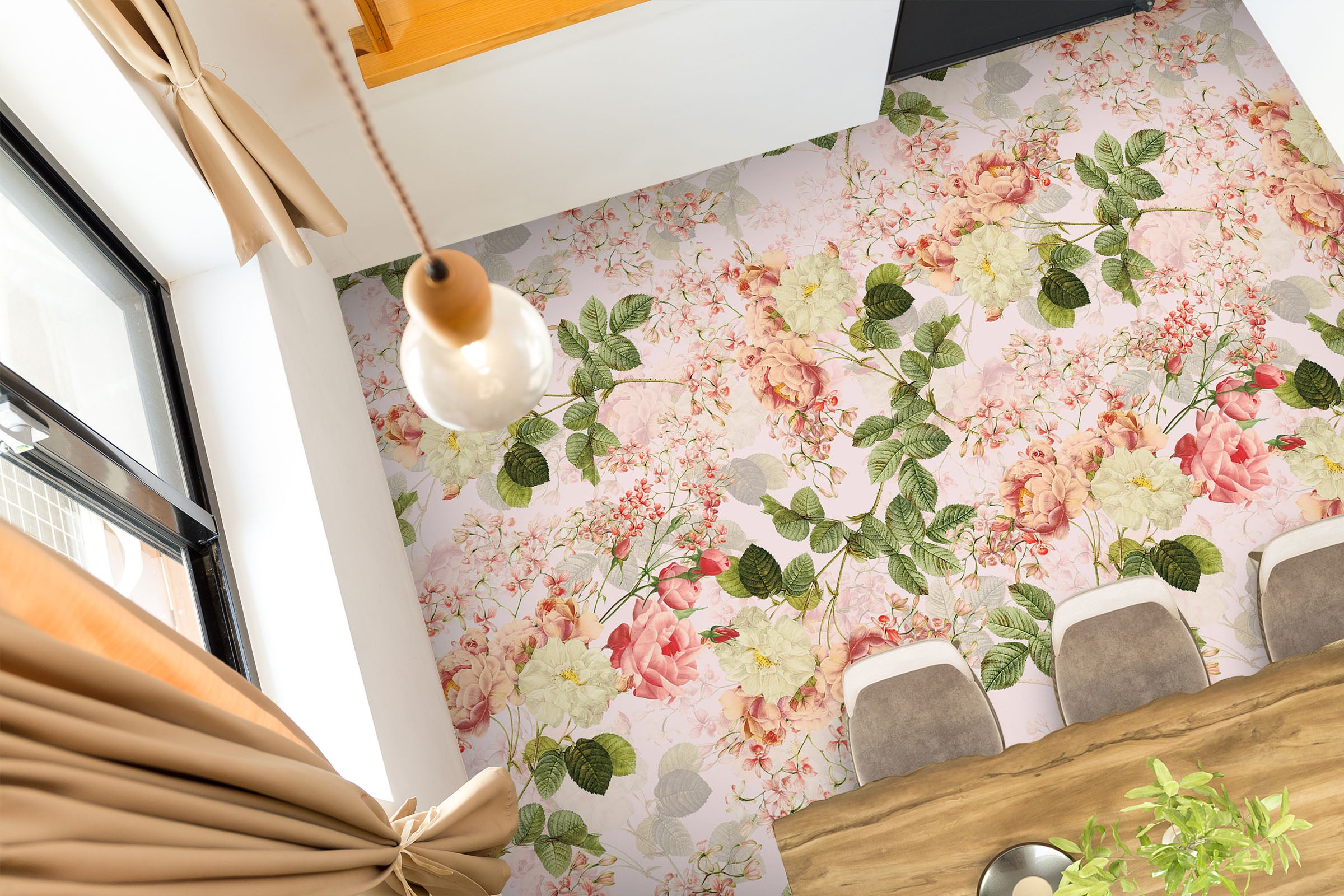 3D Pink Rose Pattern 99205 Uta Naumann Floor Mural