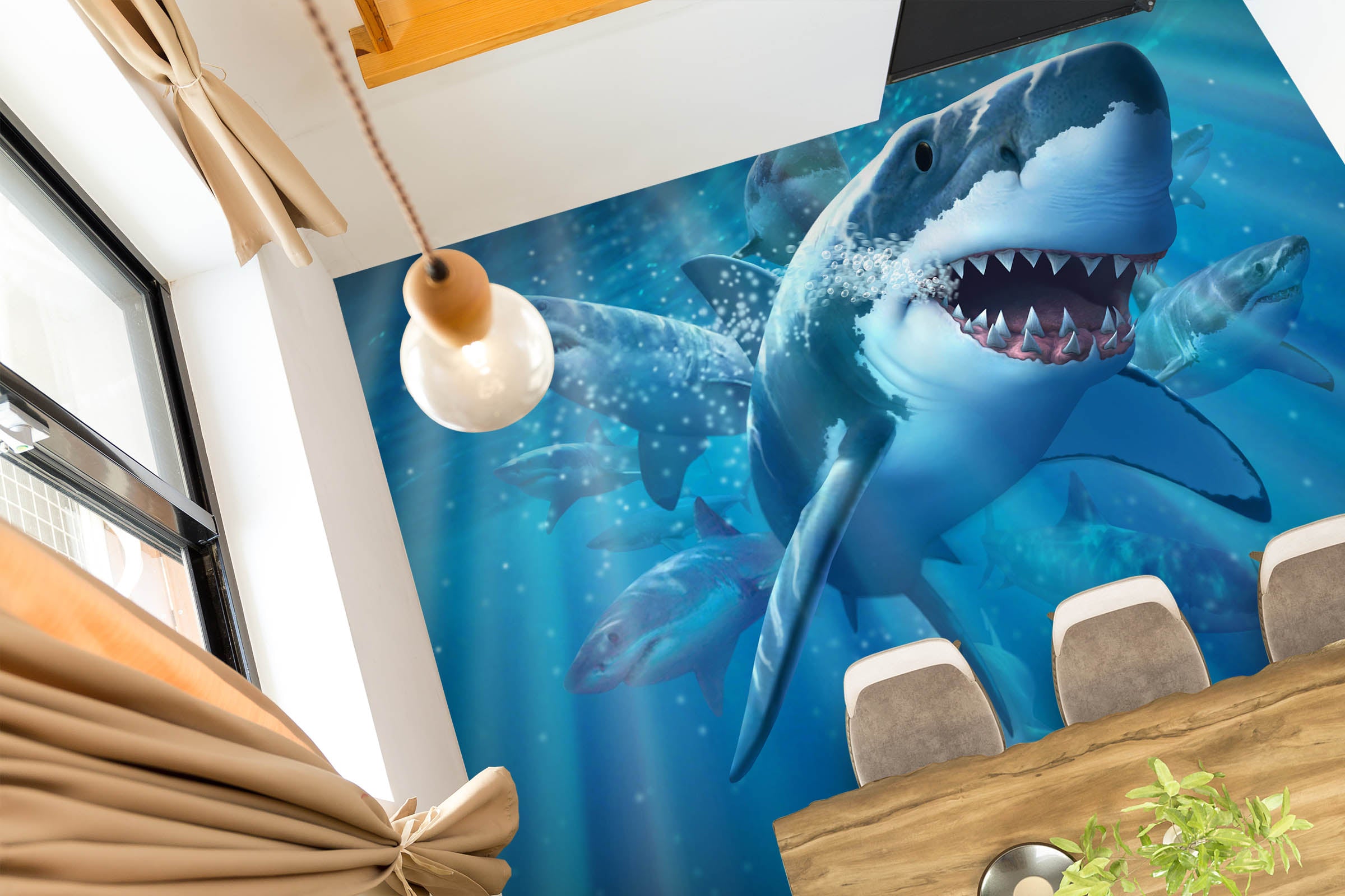 3D Ocean Shark 96221 Jerry LoFaro Floor Mural