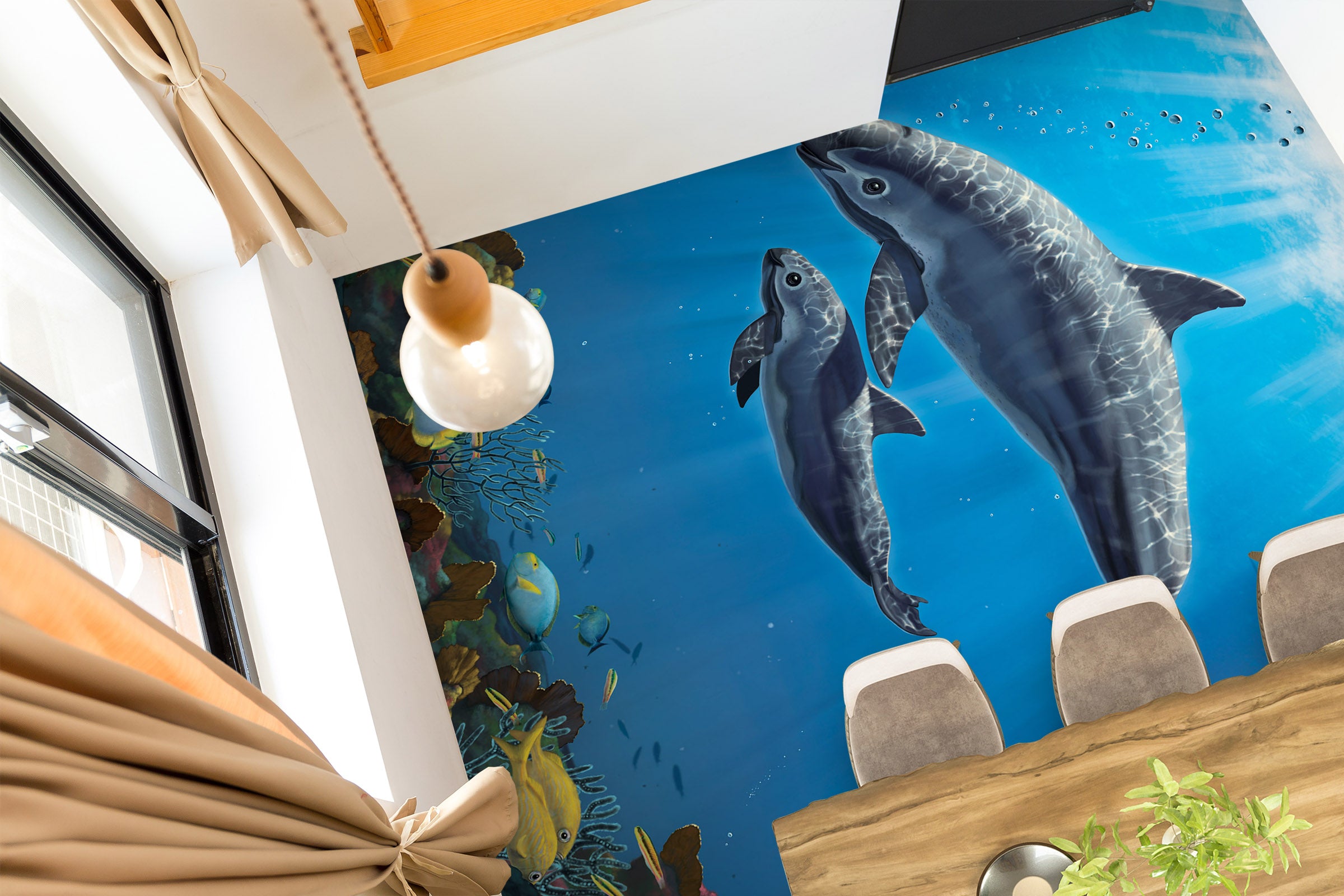 3D Underwater Dolphin 98187 Vincent Floor Mural