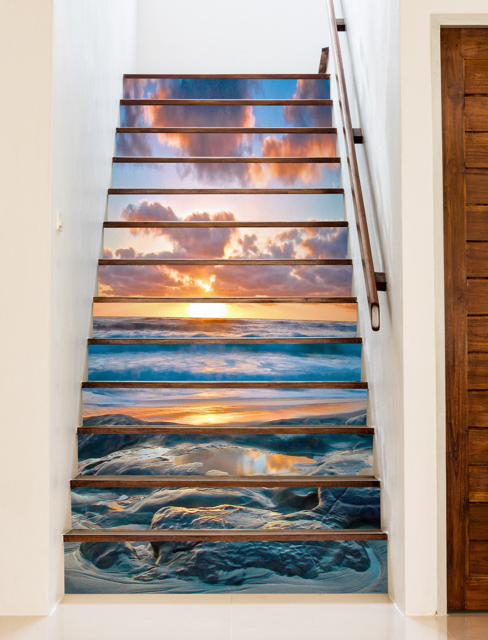 3D Ocean Waves Sunrise 94134 Kathy Barefield Stair Risers