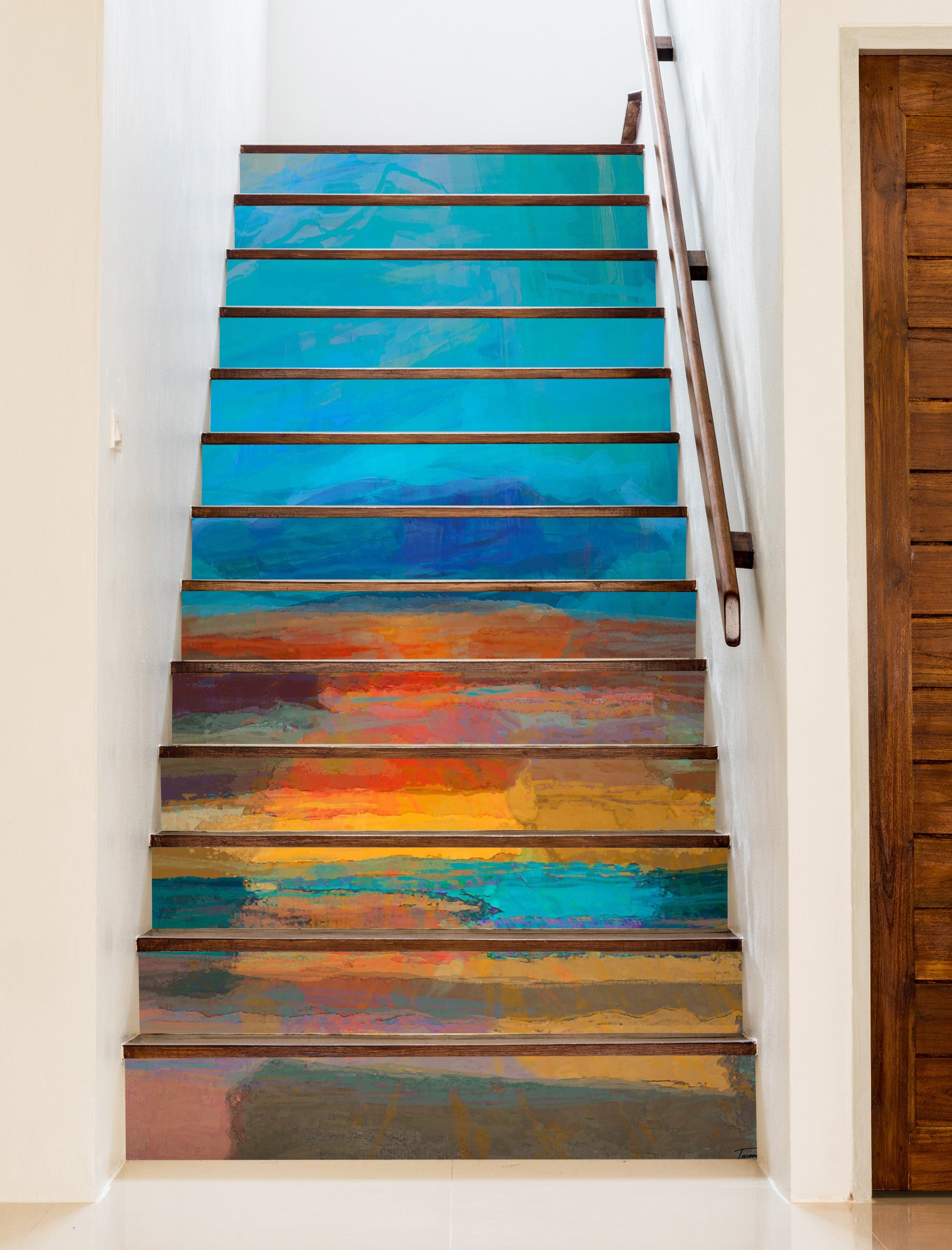 3D Blue Brown Paint Texture 104216 Michael Tienhaara Stair Risers