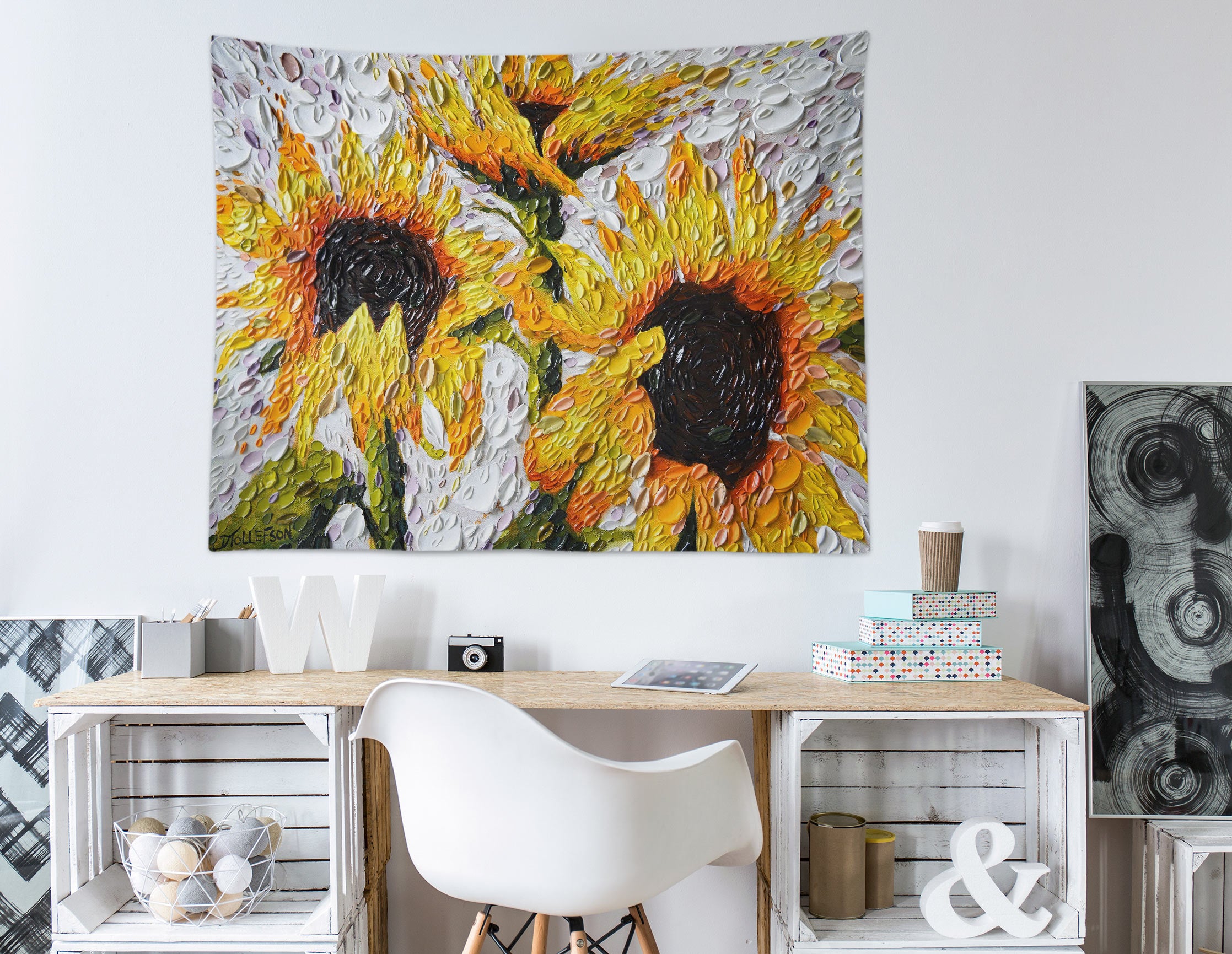 3D Sunflower 11804 Dena Tollefson Tapestry Hanging Cloth Hang