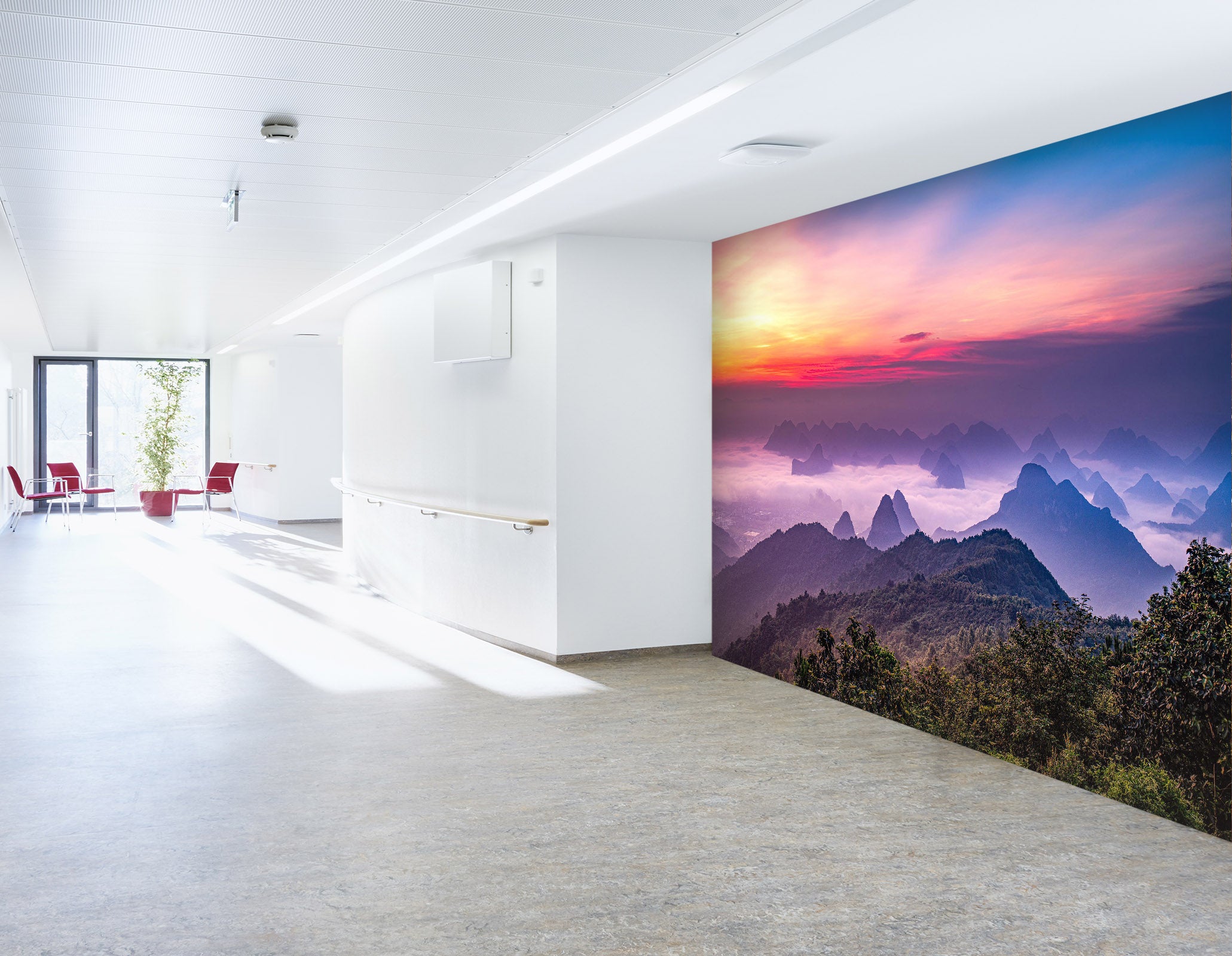 3D Sunset Mountain 216 Wall Murals