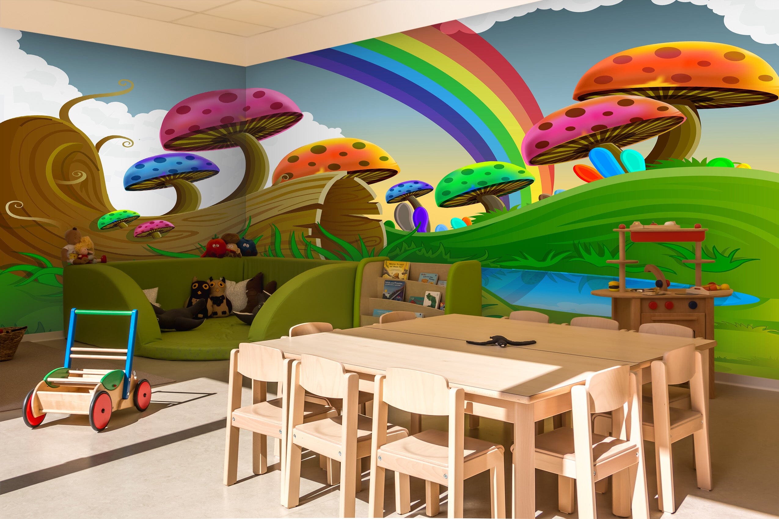 3D Rainbow Mushroom 043 Wall Murals Wallpaper AJ Wallpaper 2 