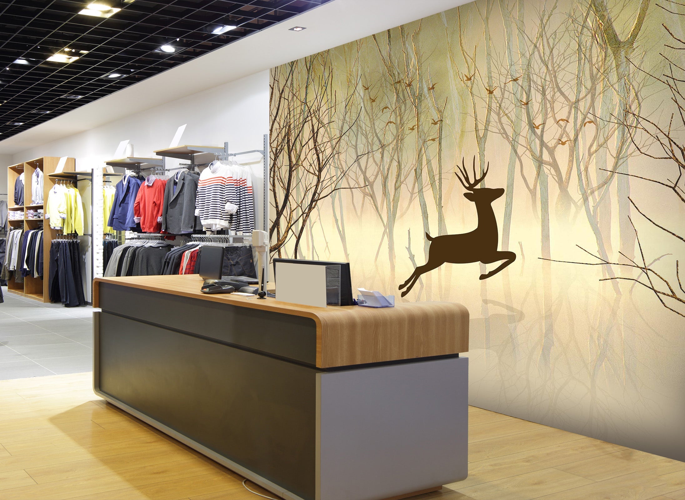 3D Jumping Deer 118 Wall Murals Wallpaper AJ Wallpaper 2 