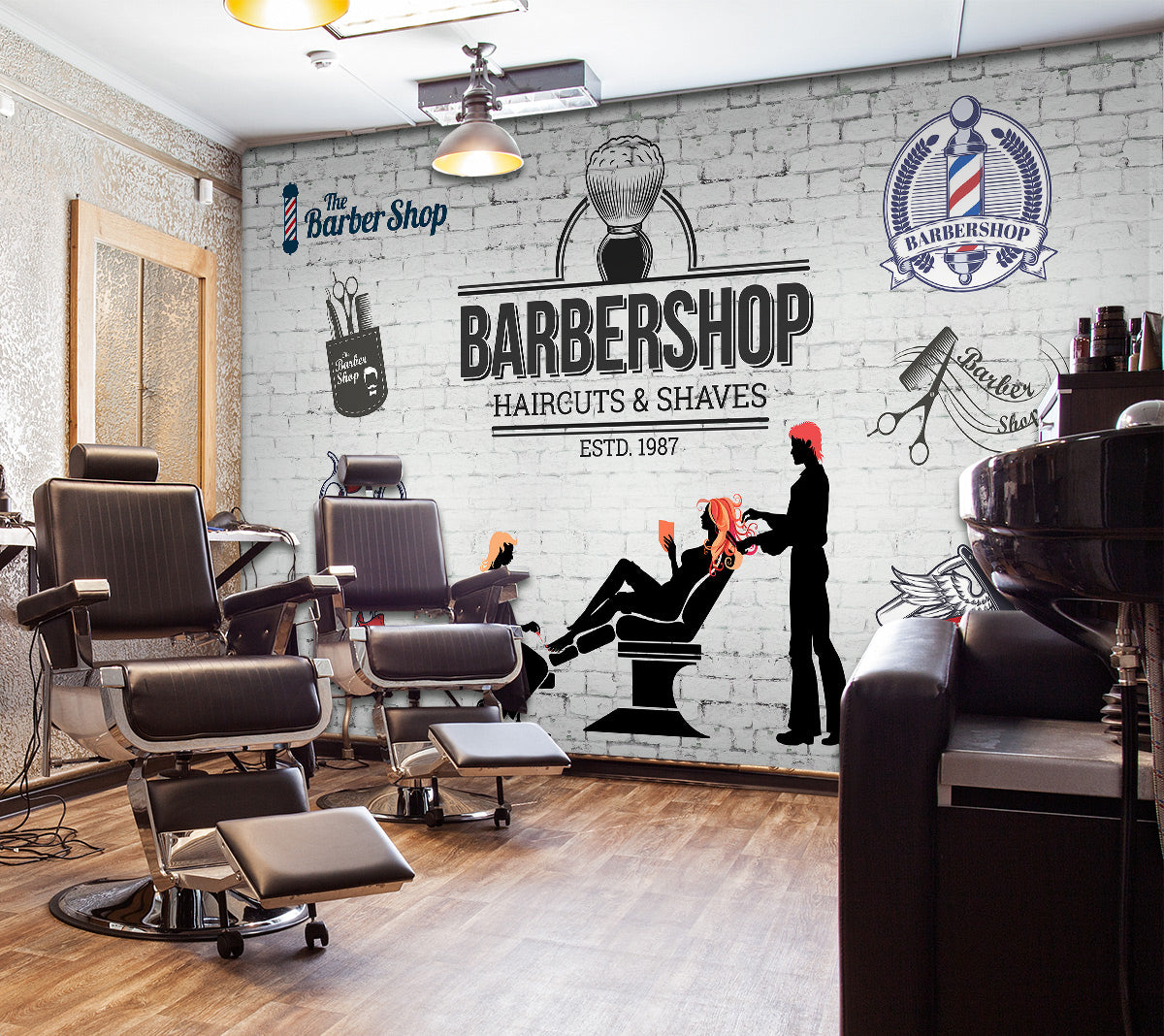 3D Haircut 115200 Barber Shop Wall Murals