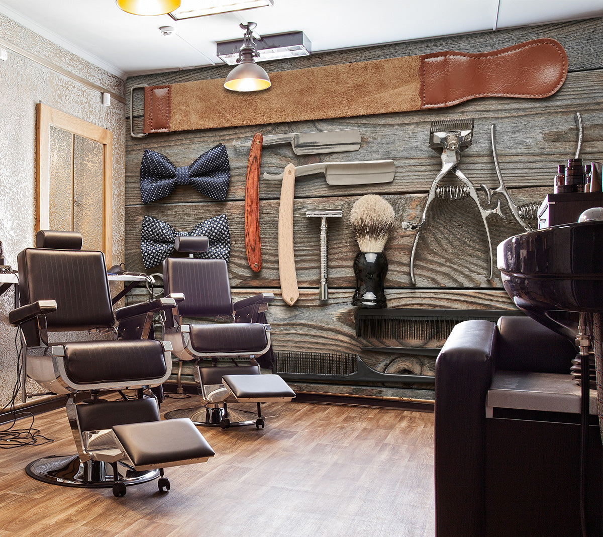 3D Beard Razor 115154 Barber Shop Wall Murals