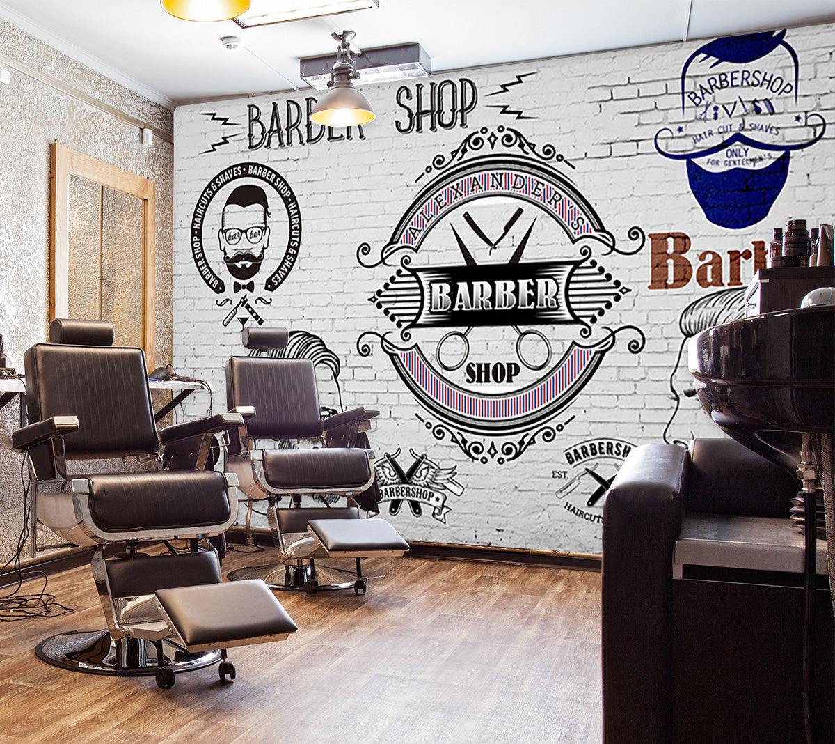 3D Cut Hair 1452 Barber Shop Wall Murals