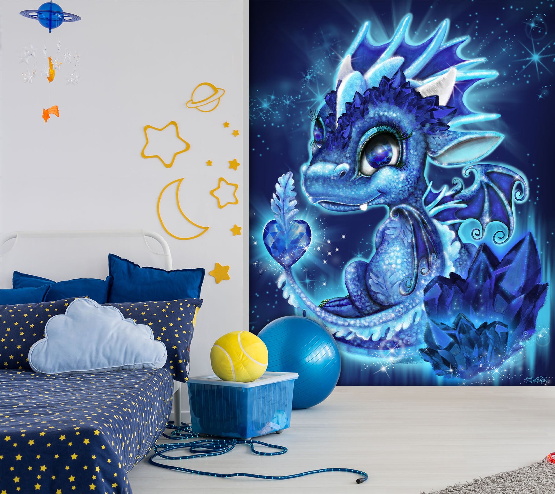 3D Blue Purple Dragon 8465 Sheena Pike Wall Mural Wall Murals