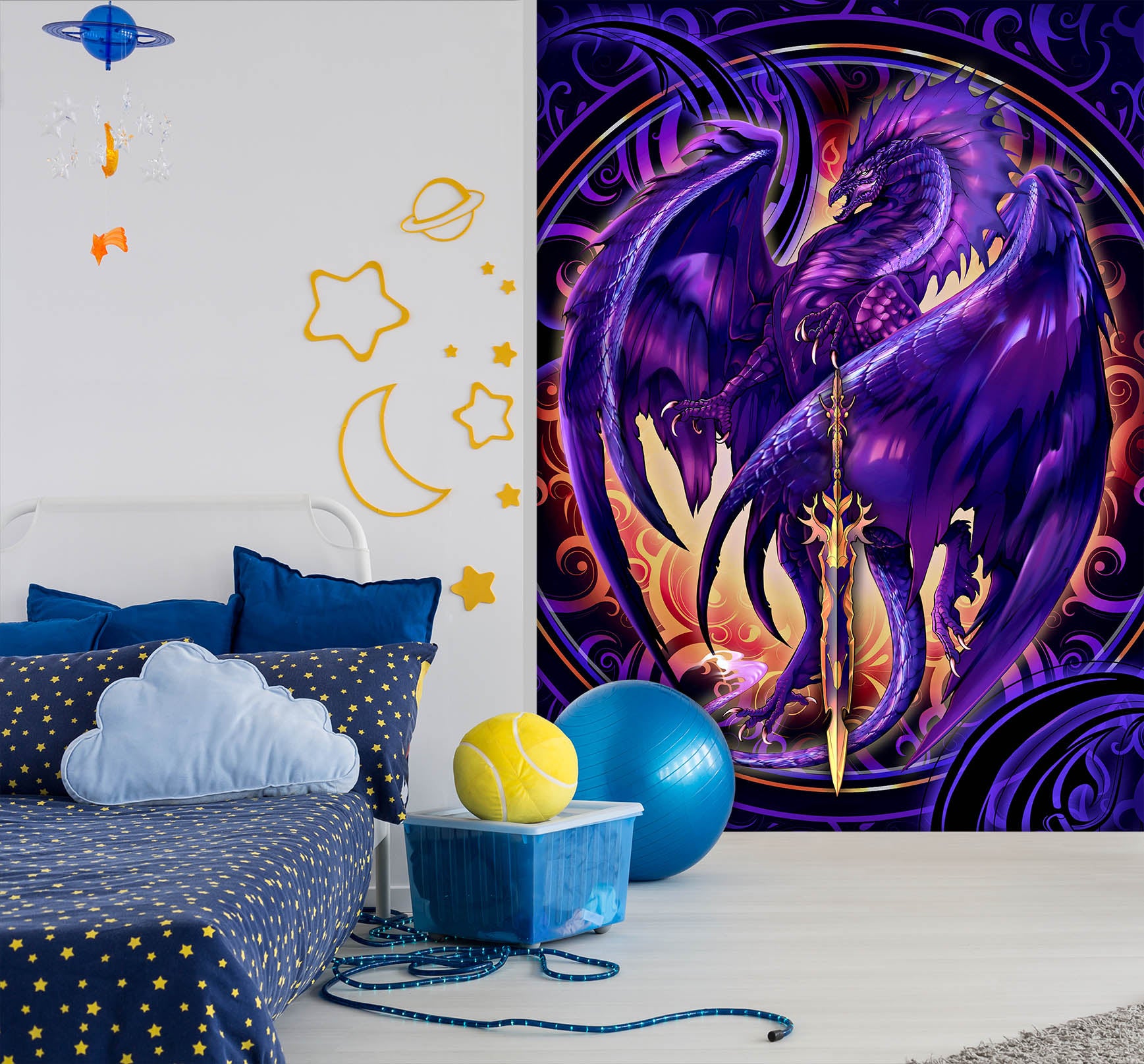 3D Purple Dragon 8132 Ruth Thompson Wall Mural Wall Murals